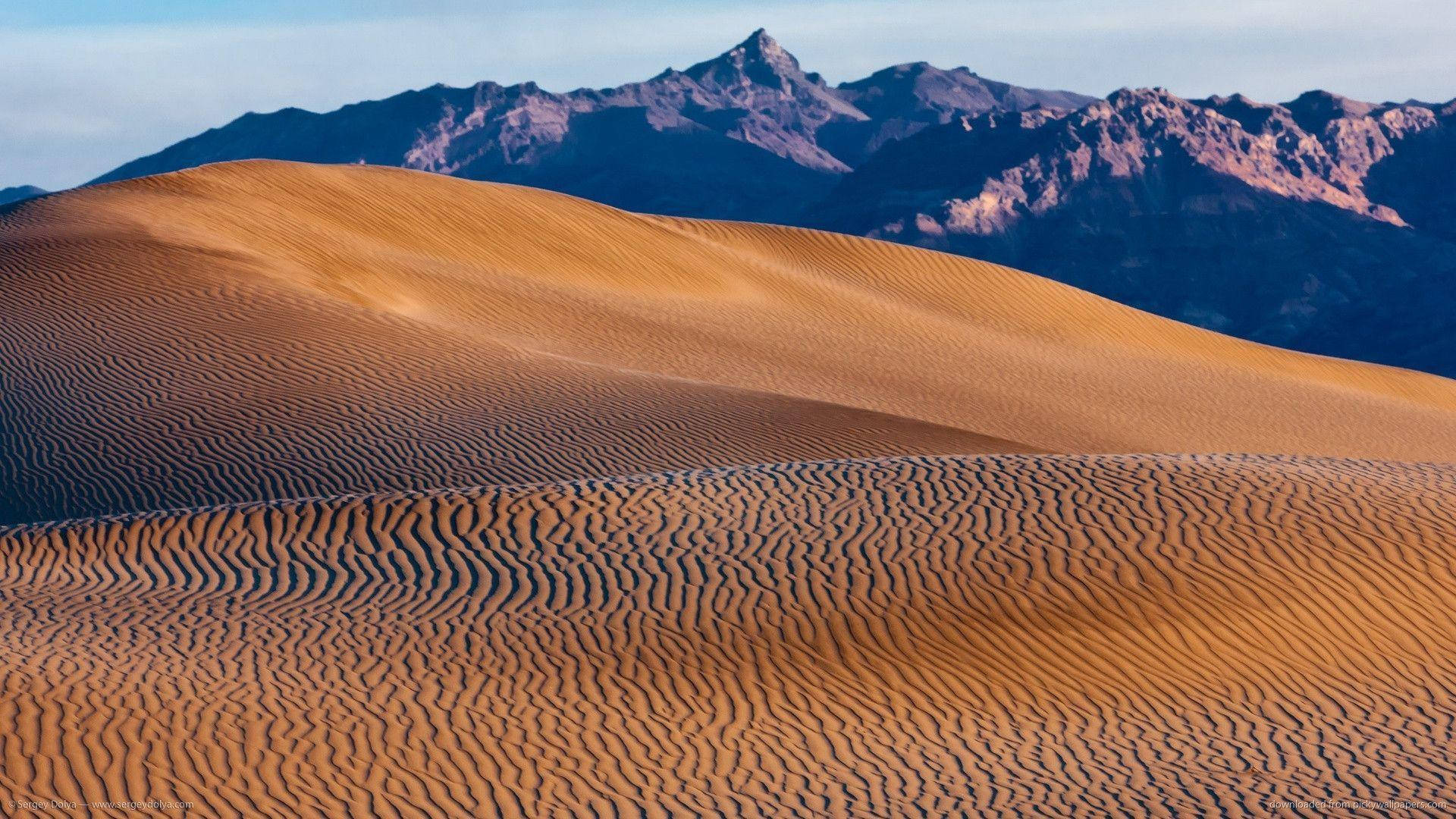 Death Valley Desert, golden sand dunes, soft light, Full HD Desktop Wallpaper