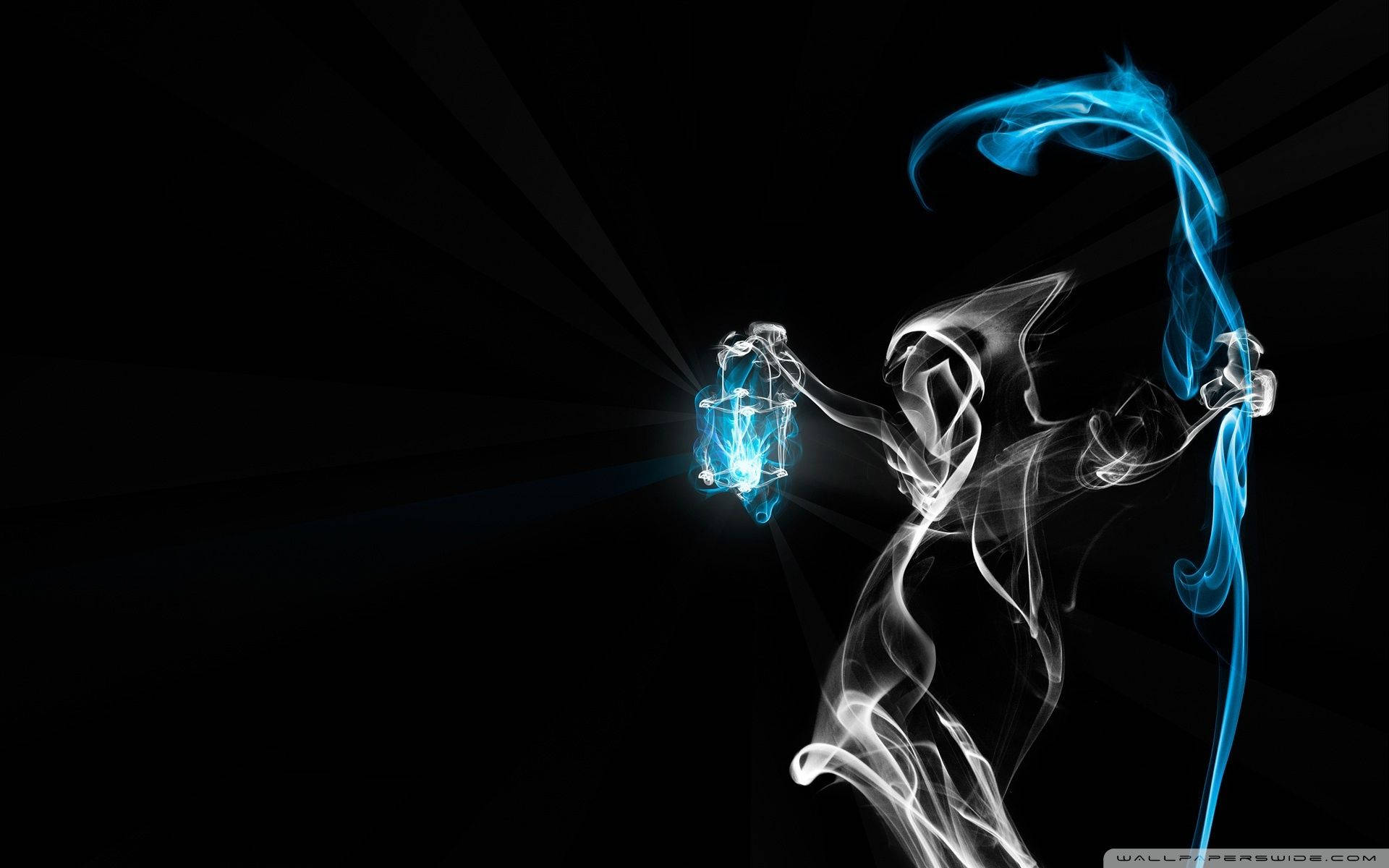 Death, white smoke, glowing blue lantern, Full HD Desktop Wallpaper