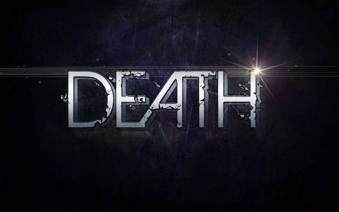 Death, metallic letters, glowing light flare, SD Desktop Wallpaper