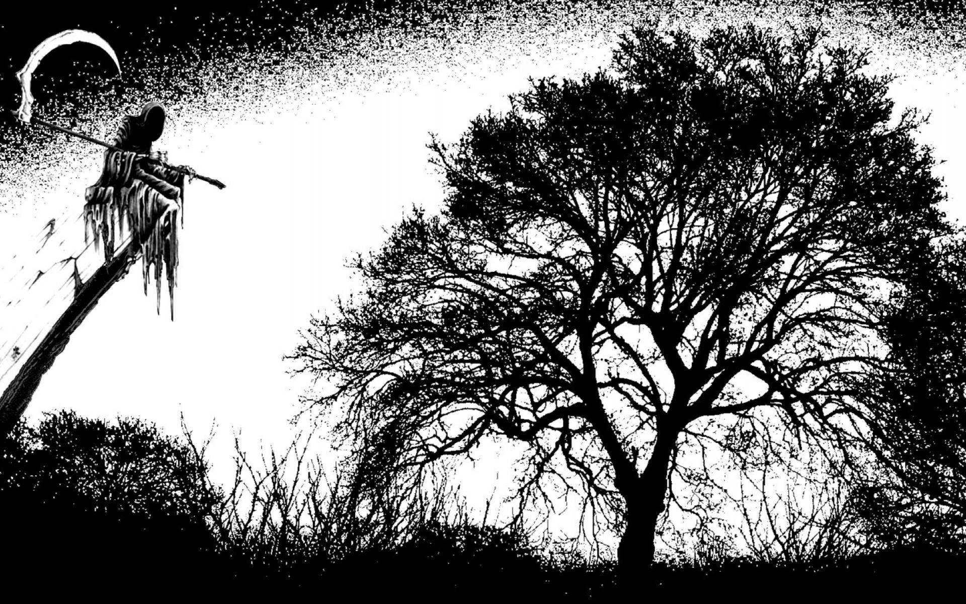 grim reaper, silhouette, branch, Full HD Desktop Wallpaper
