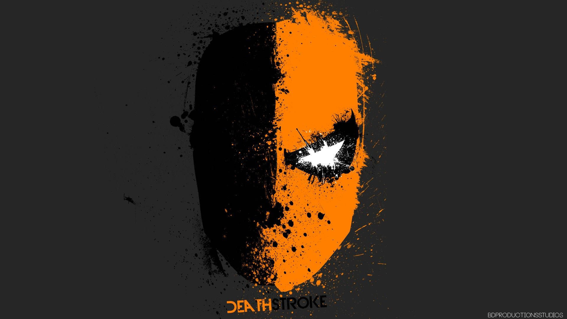 Deathstroke, half-black half-orange mask, white eye slit, Full HD Desktop Wallpaper