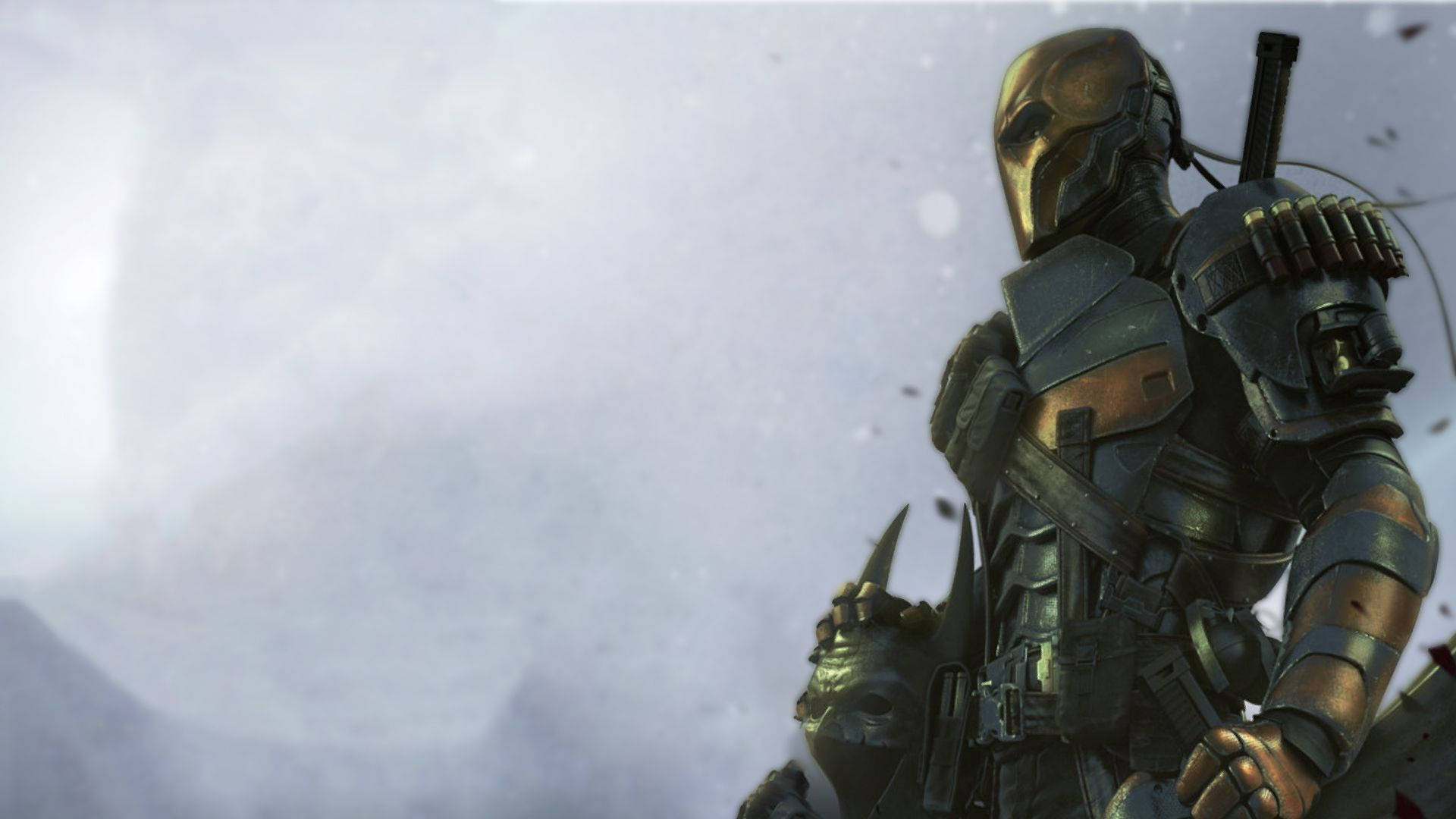 Deathstroke, gold helmet, snowy landscape, Full HD Desktop Wallpaper