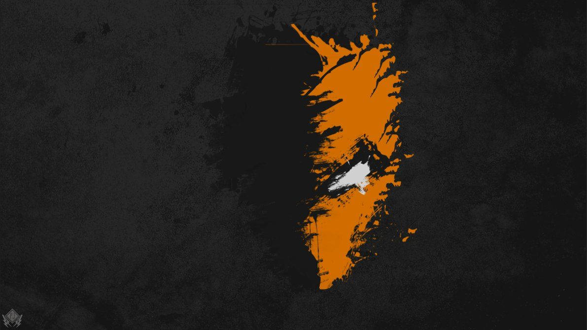 Deathstroke, orange abstract splash, white accent, SD Desktop Wallpaper