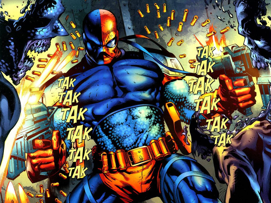Deathstroke, blue and orange masked superhero, dual pistols, SD Desktop Wallpaper