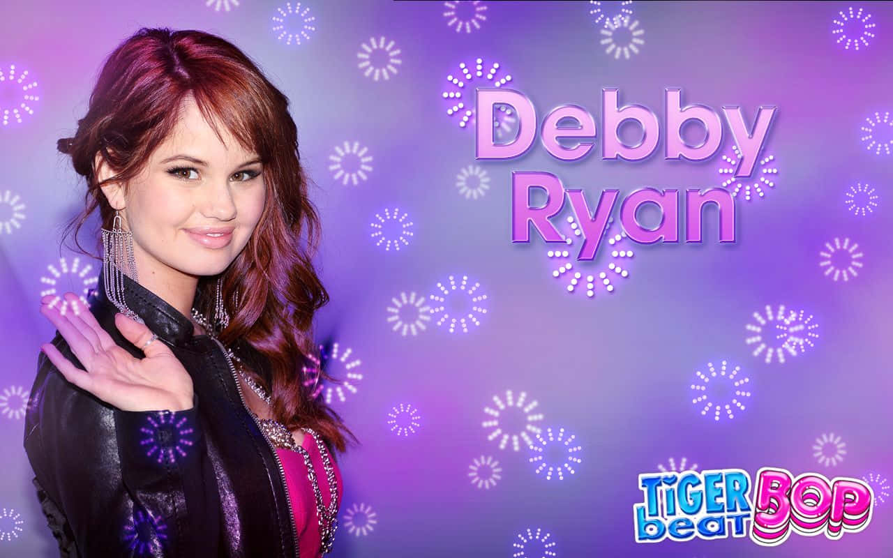 Debby Ryan, black leather jacket, vibrant purple background, HD Desktop Wallpaper