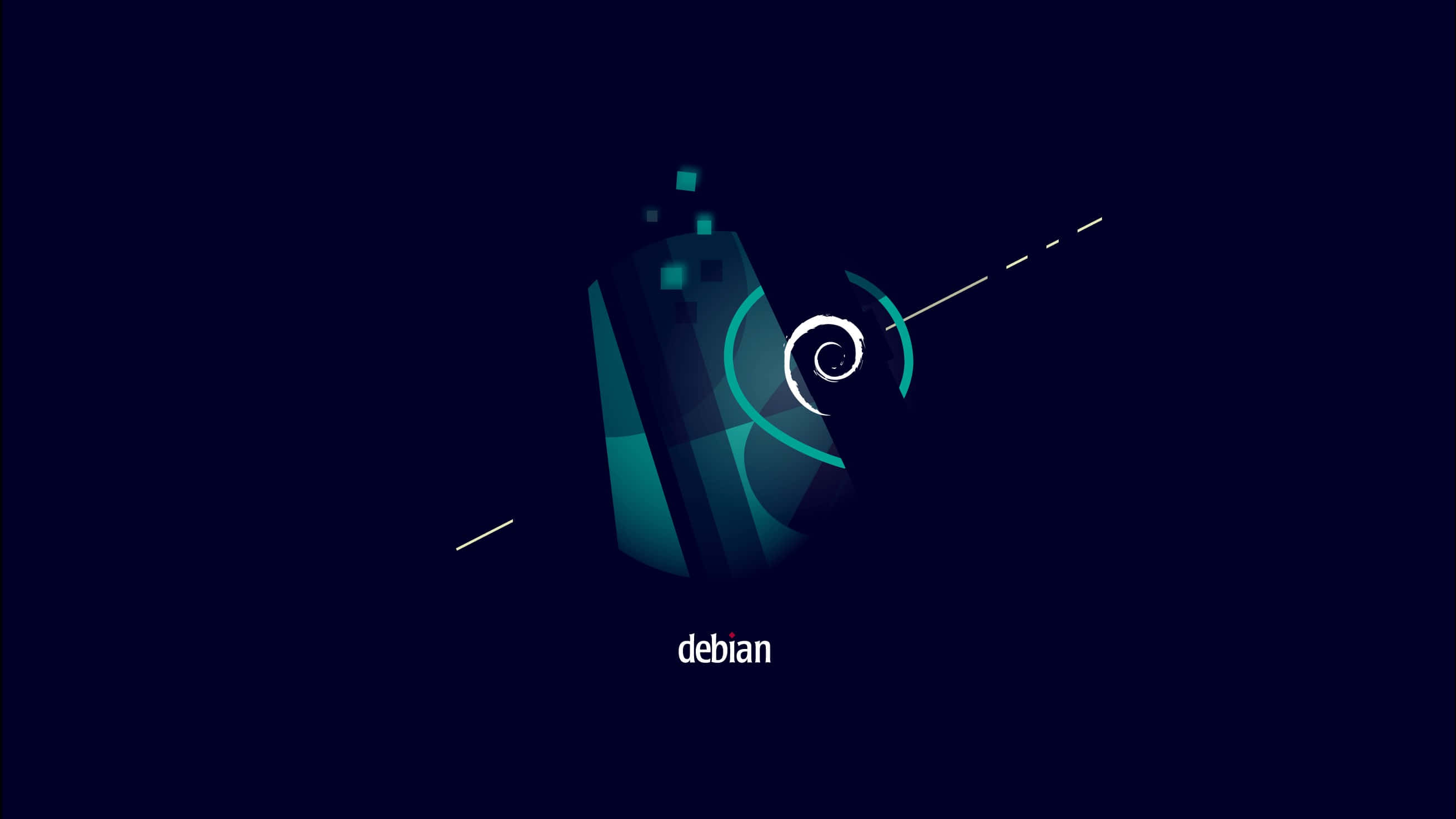 Debian, teal, dark blue, 2K Desktop Wallpaper