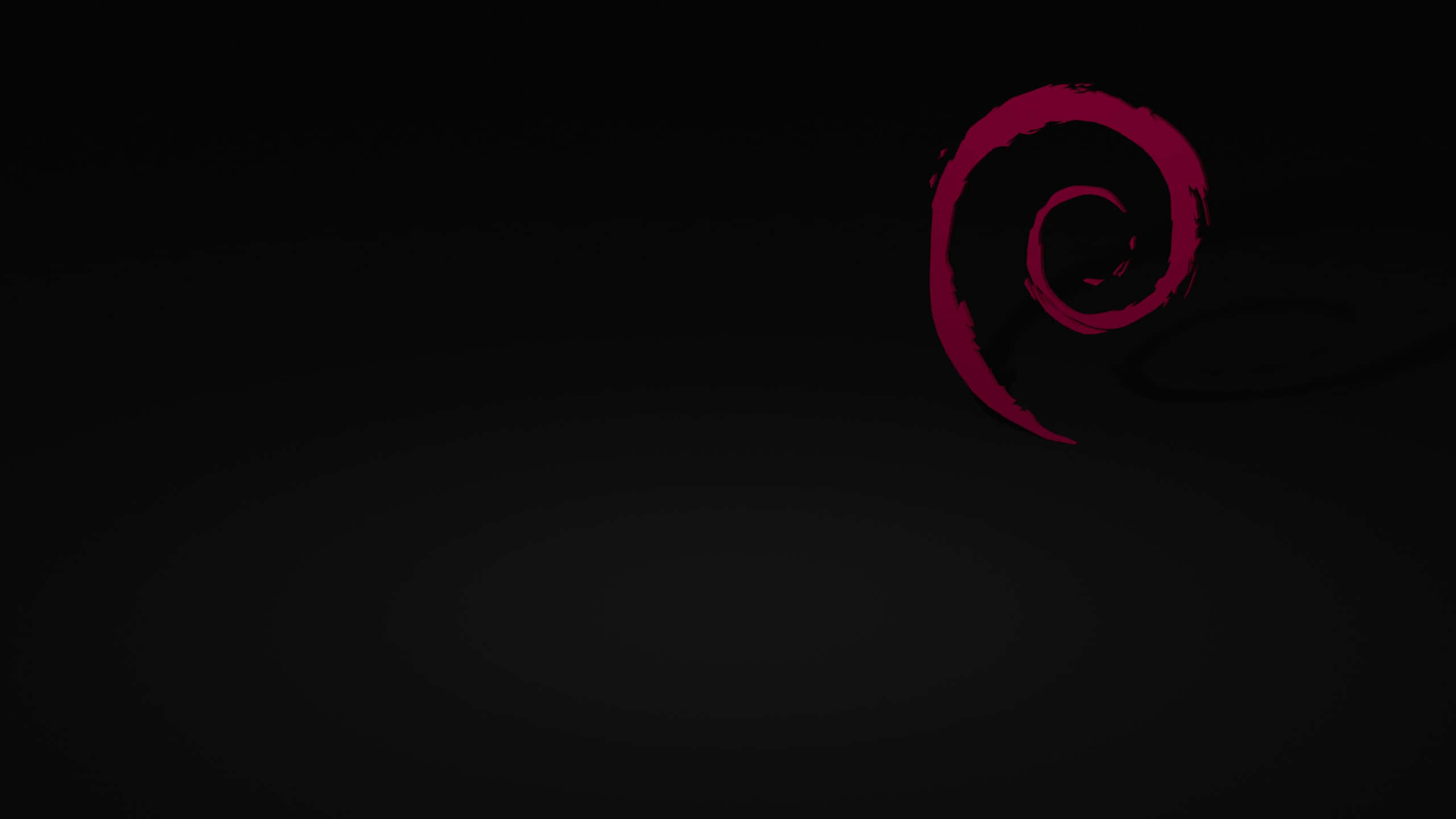 Debian, magenta spiral logo, gradient black background, 2K Desktop Wallpaper