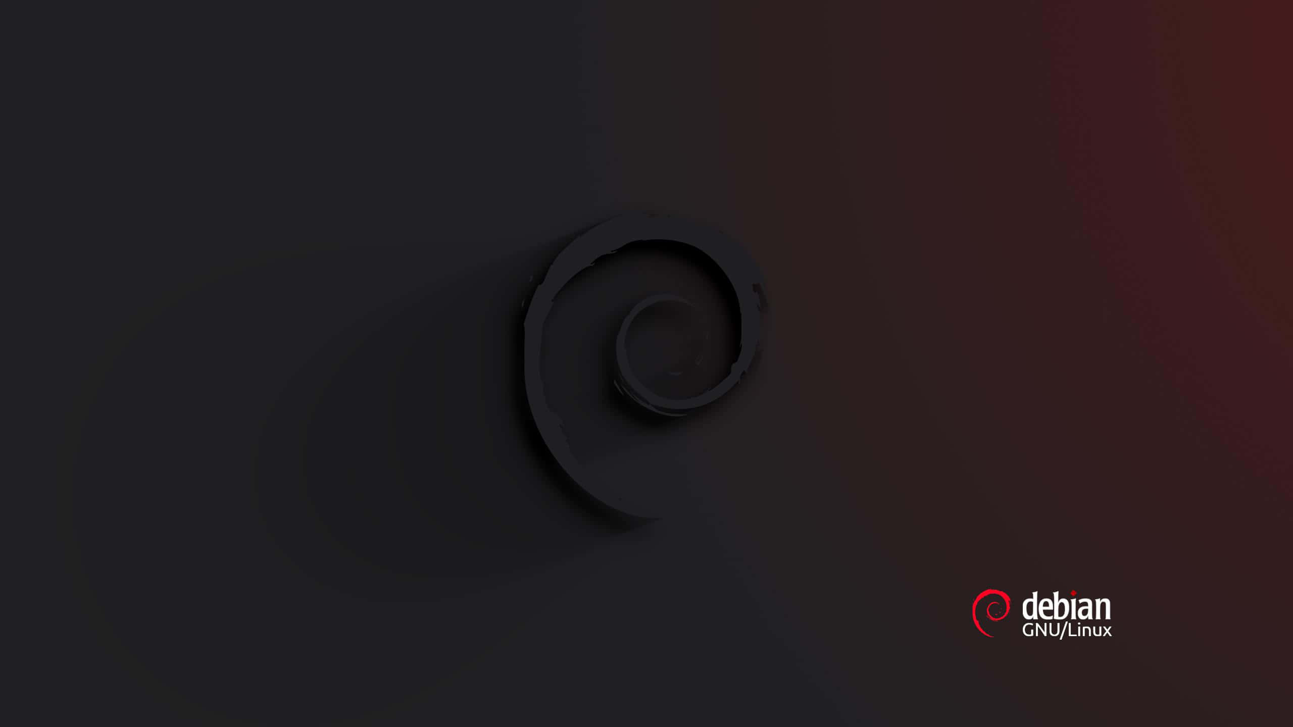 Debian, dark spiral logo, deep black, 2K Desktop Wallpaper