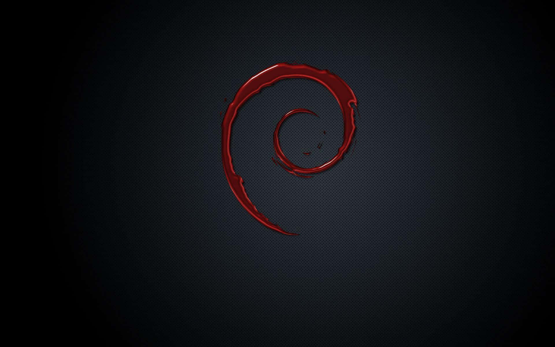 Debian, red swirl logo, dark background, Full HD Desktop Wallpaper