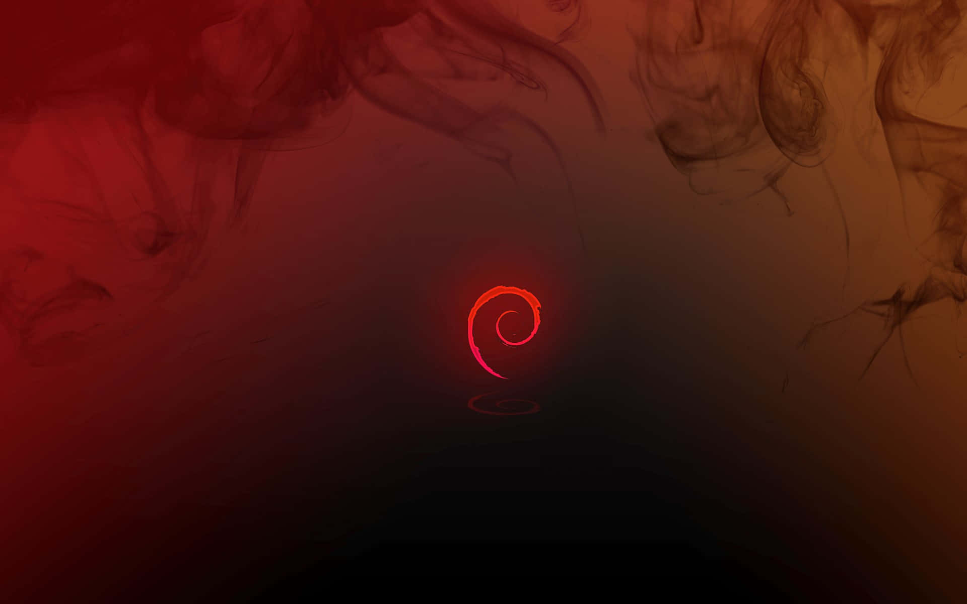 Debian, red swirl logo, dark smoke, Full HD Desktop Wallpaper