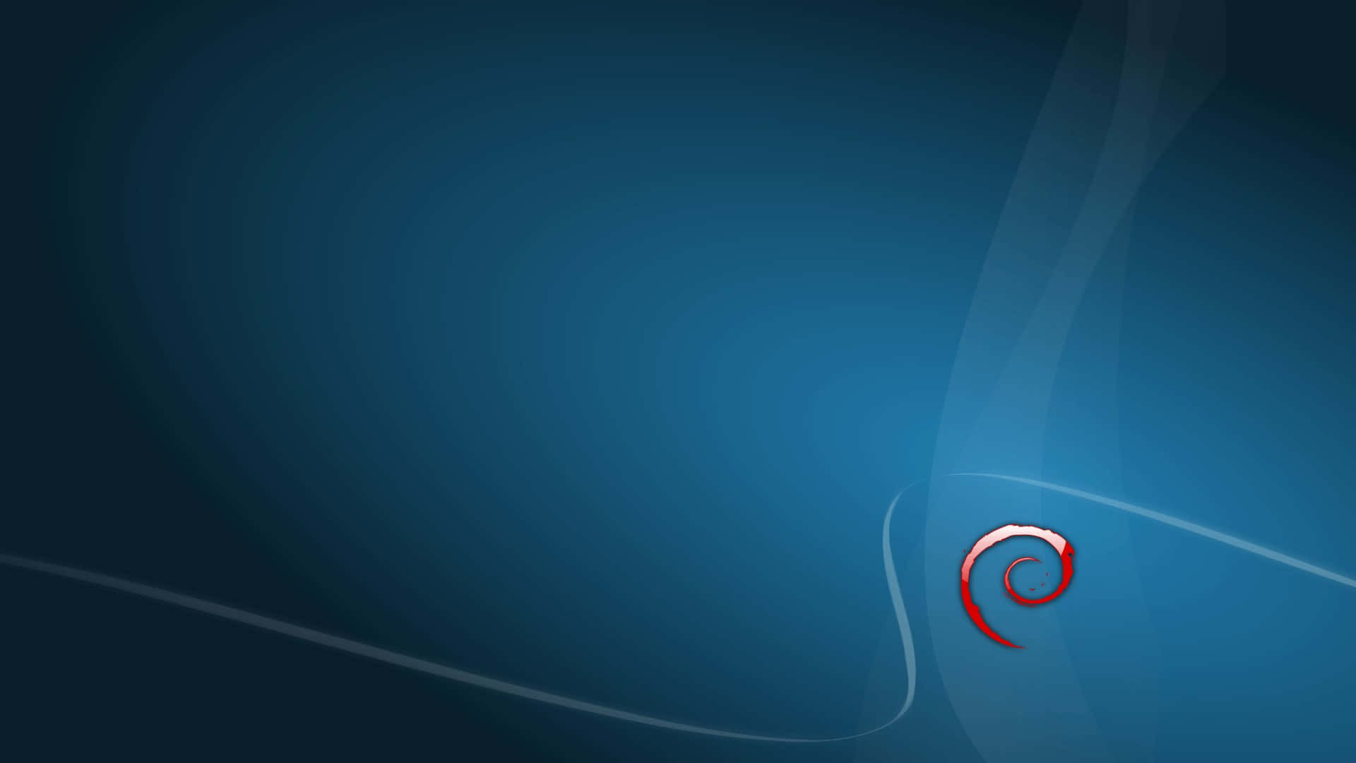 Debian, red swirl logo, gradient blue background, Full HD Desktop Wallpaper