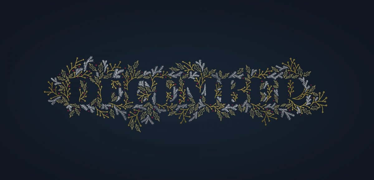 Frosty December, WELCOME, golden and silver leafy branches, SD Desktop Wallpaper
