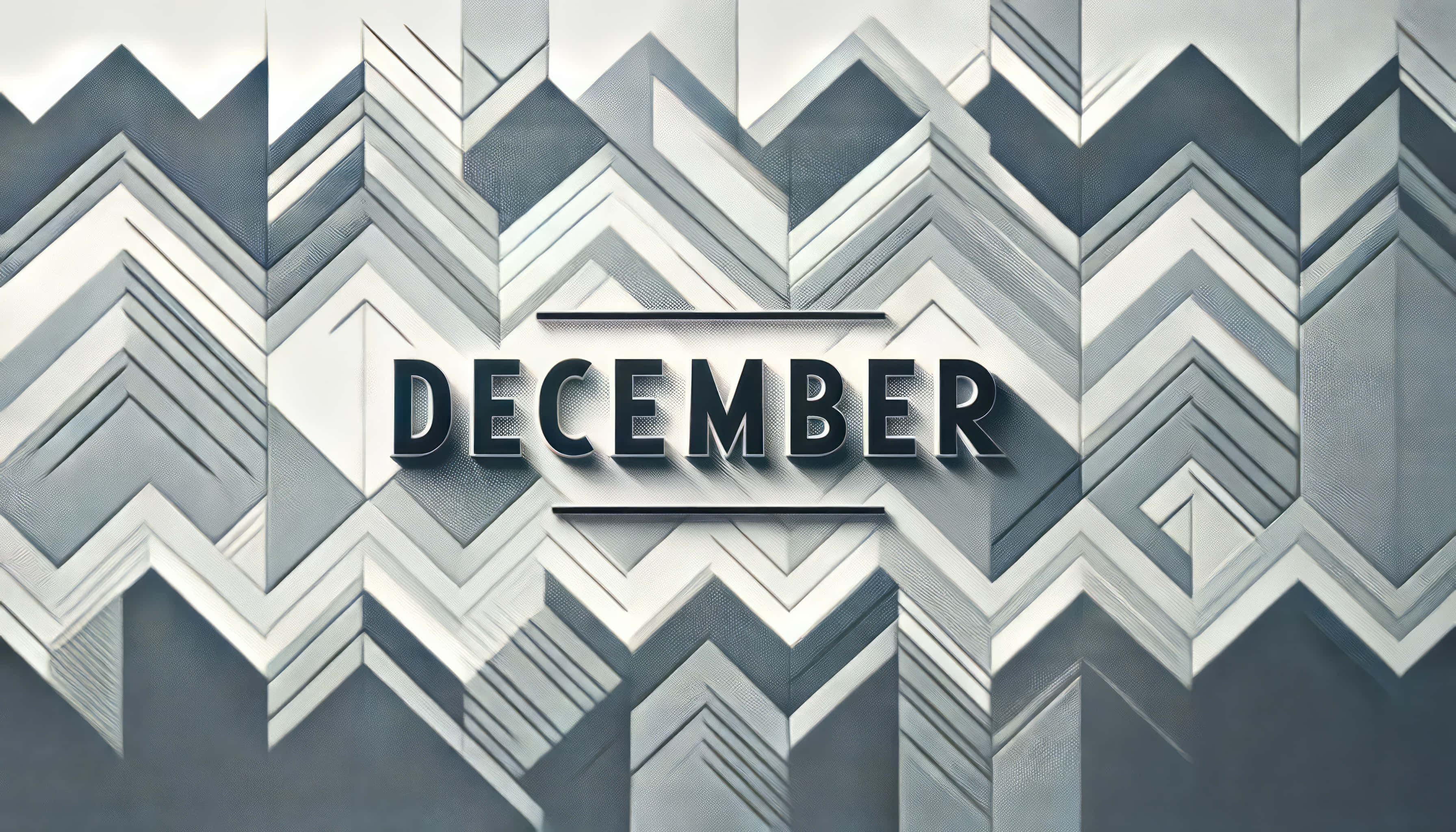 December, geometric chevron pattern, monochrome shades, 2K Desktop Wallpaper