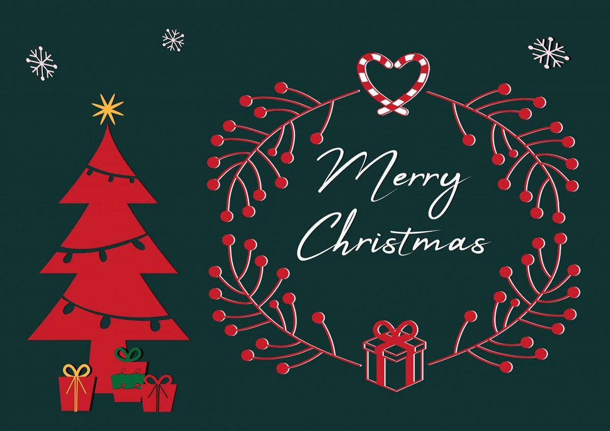 Christmas tree, wreath, candy cane heart, SD Desktop Wallpaper
