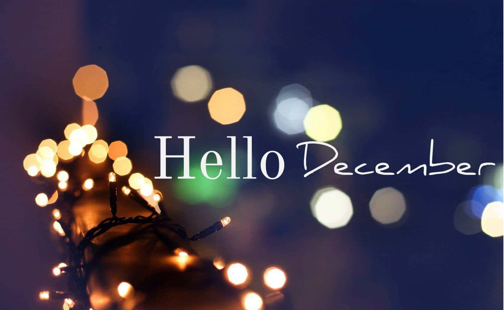 Hello December, fairy lights, bokeh background, HD Desktop Wallpaper