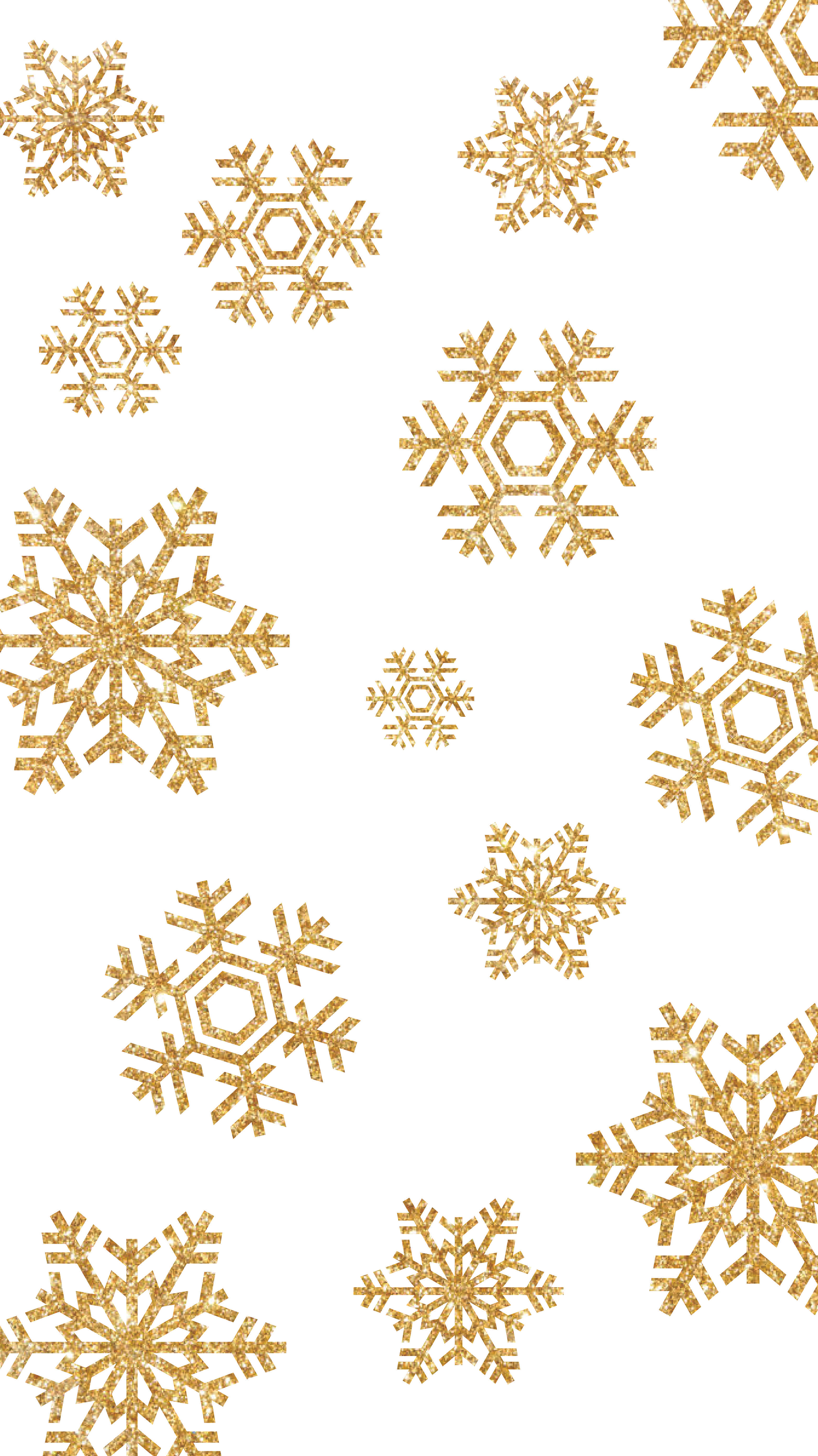 December, gold snowflakes, golden glitter, 5K Phone Wallpaper