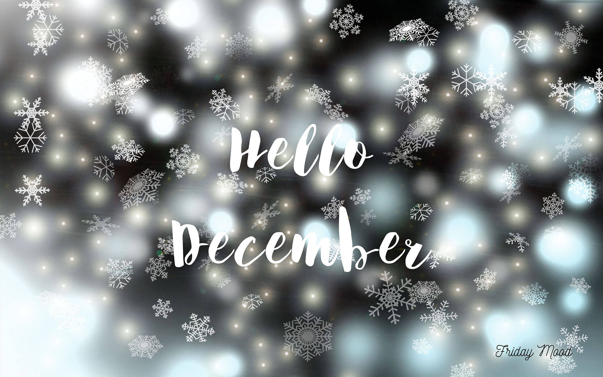 hello december, blurry snowflakes, glowing bokeh lights, Full HD Desktop Wallpaper