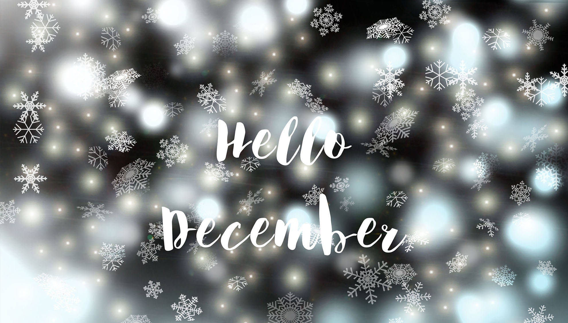 hello december, snowflakes, bokeh background, Full HD Desktop Wallpaper