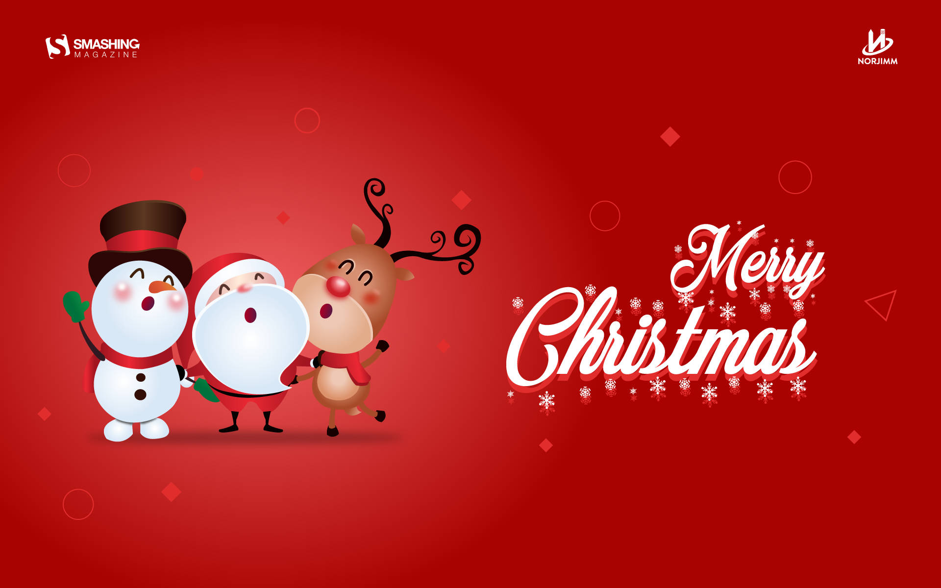 December, Merry Christmas, Santa snowman, Full HD Desktop Wallpaper