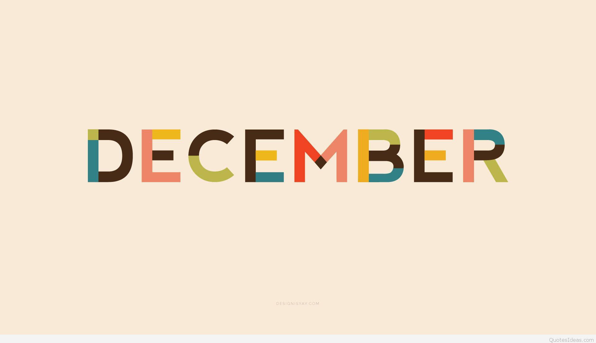December, bold colorful letters, soft beige background, Full HD Desktop Wallpaper
