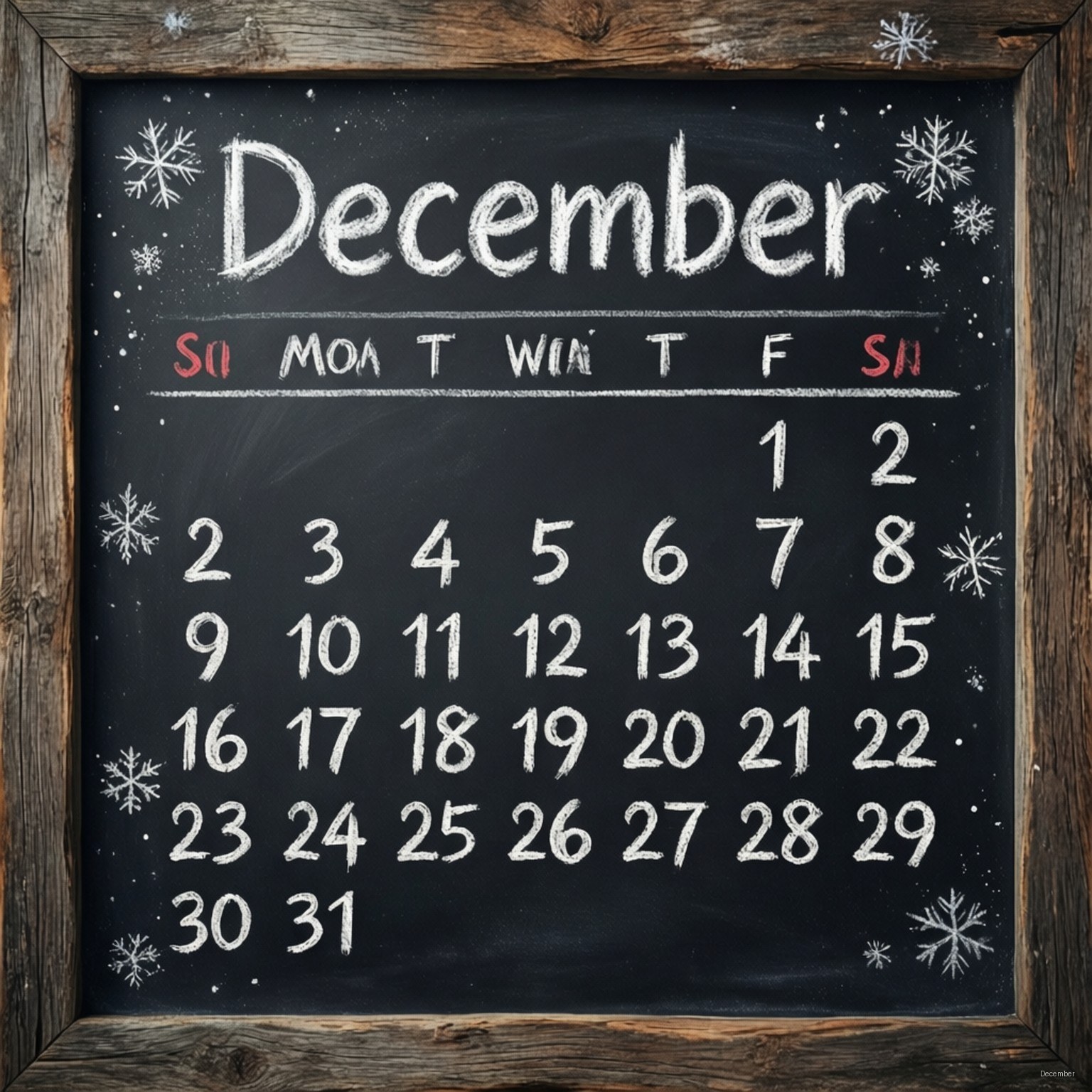 chalkboard calendar, December, wooden frame, HD Desktop Wallpaper