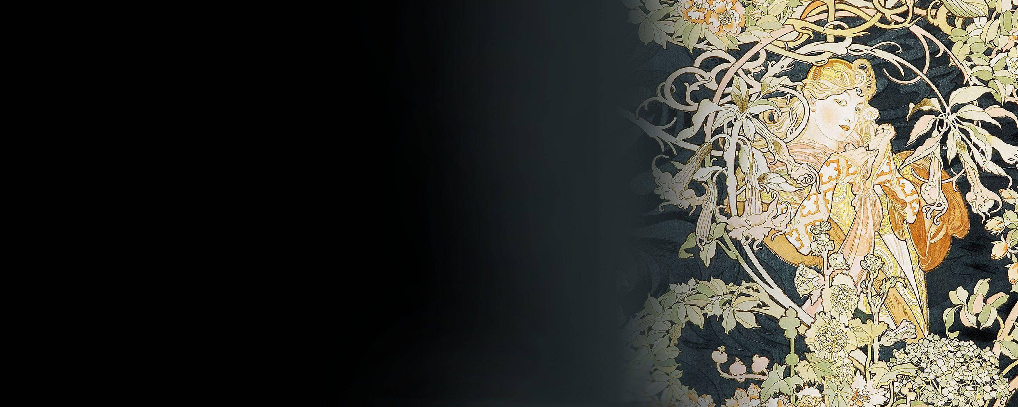 floral woman, art deco, golden-haired woman, 2K Desktop Wallpaper