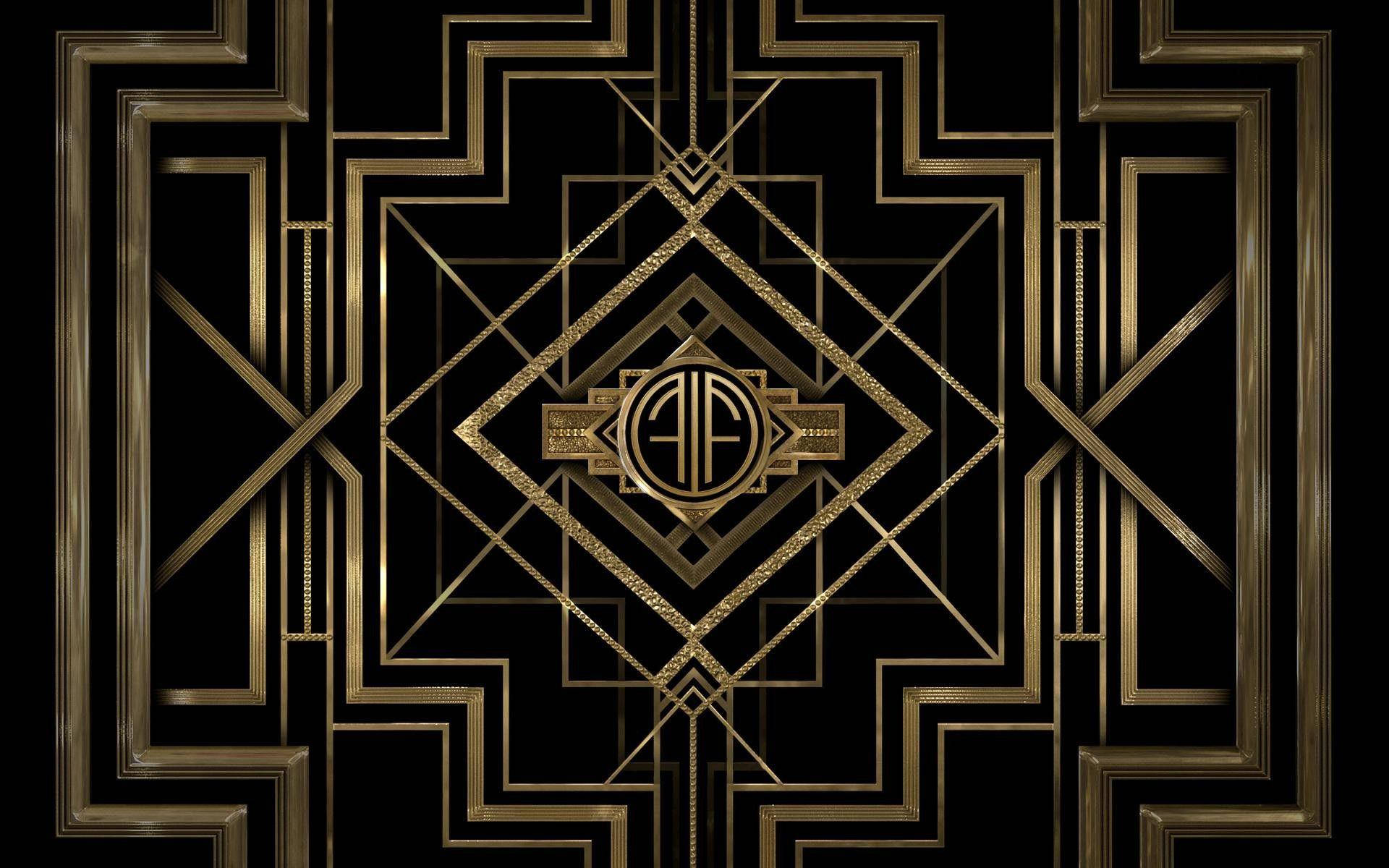 Art Deco, golden art deco pattern, geometric symmetry, Full HD Desktop Wallpaper