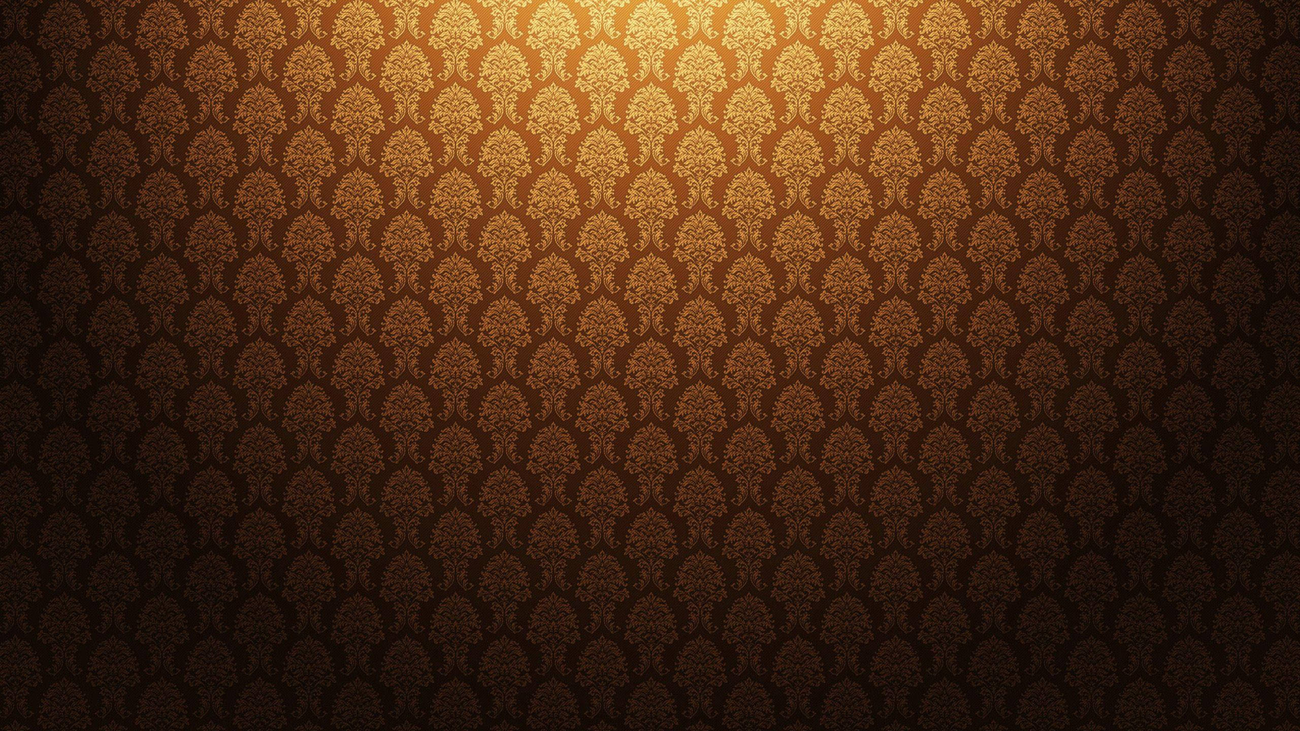 yellow light art deco, golden damask pattern, bright center, 2K Desktop Wallpaper