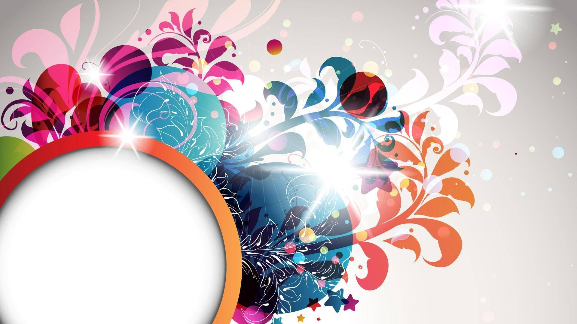 Colorful Leaves Art Deco, vibrant abstract floral swirls, bold colors, Full HD Desktop Wallpaper