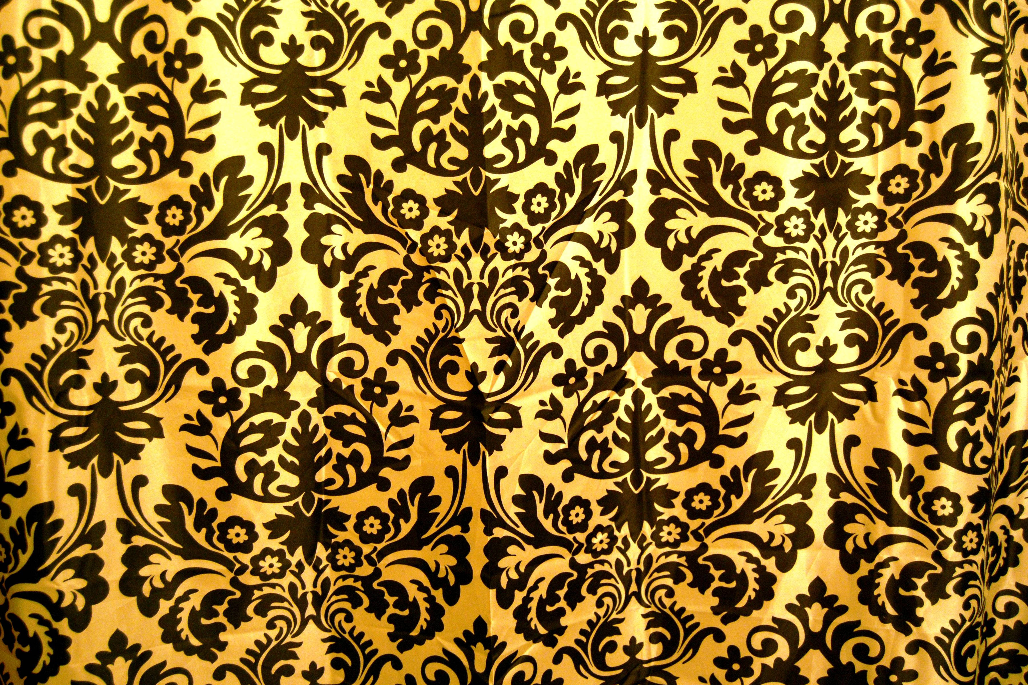 gold and black art deco, black damask pattern, shimmering gold fabric, 2K Desktop Wallpaper