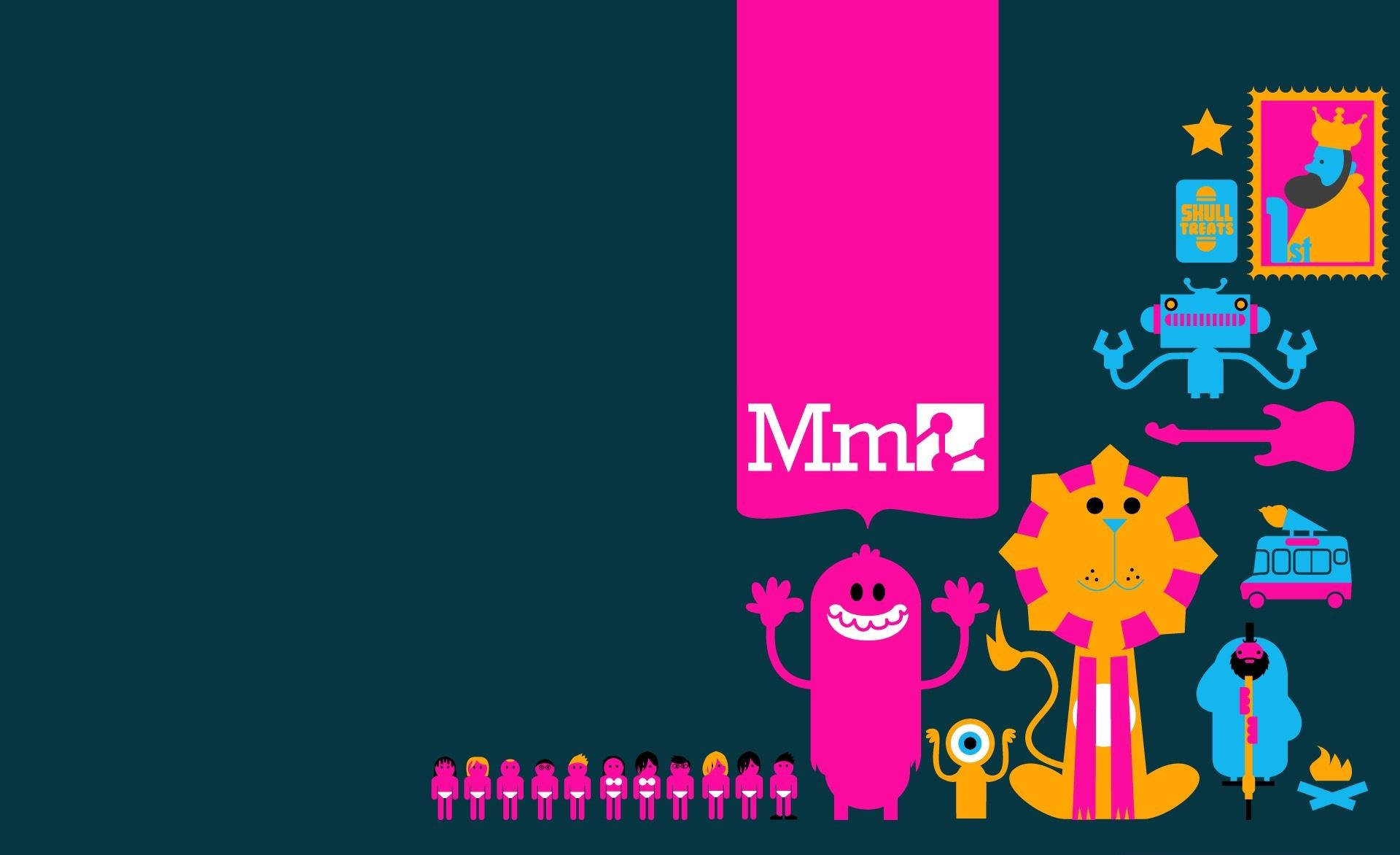 Colorful Icons Art Deco, Mm?, pink banner, Full HD Desktop Wallpaper