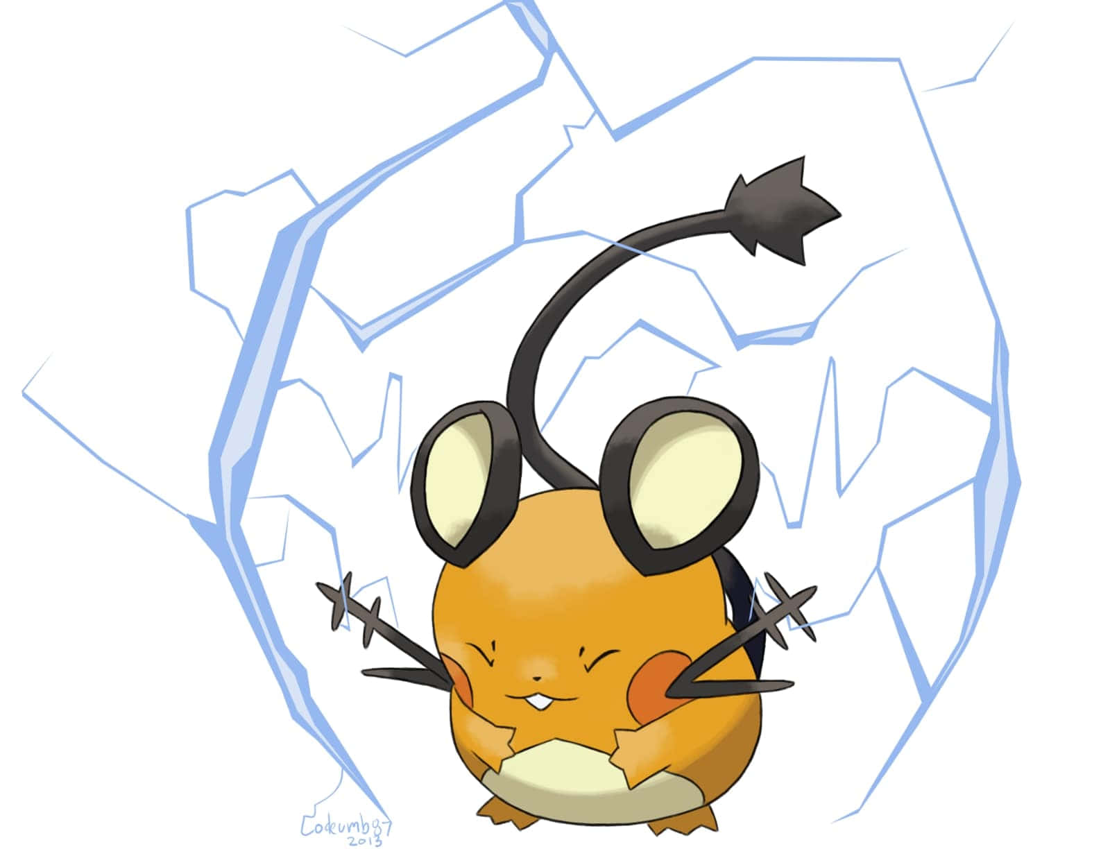 Dedenne, orange, headphones, HD Desktop Wallpaper