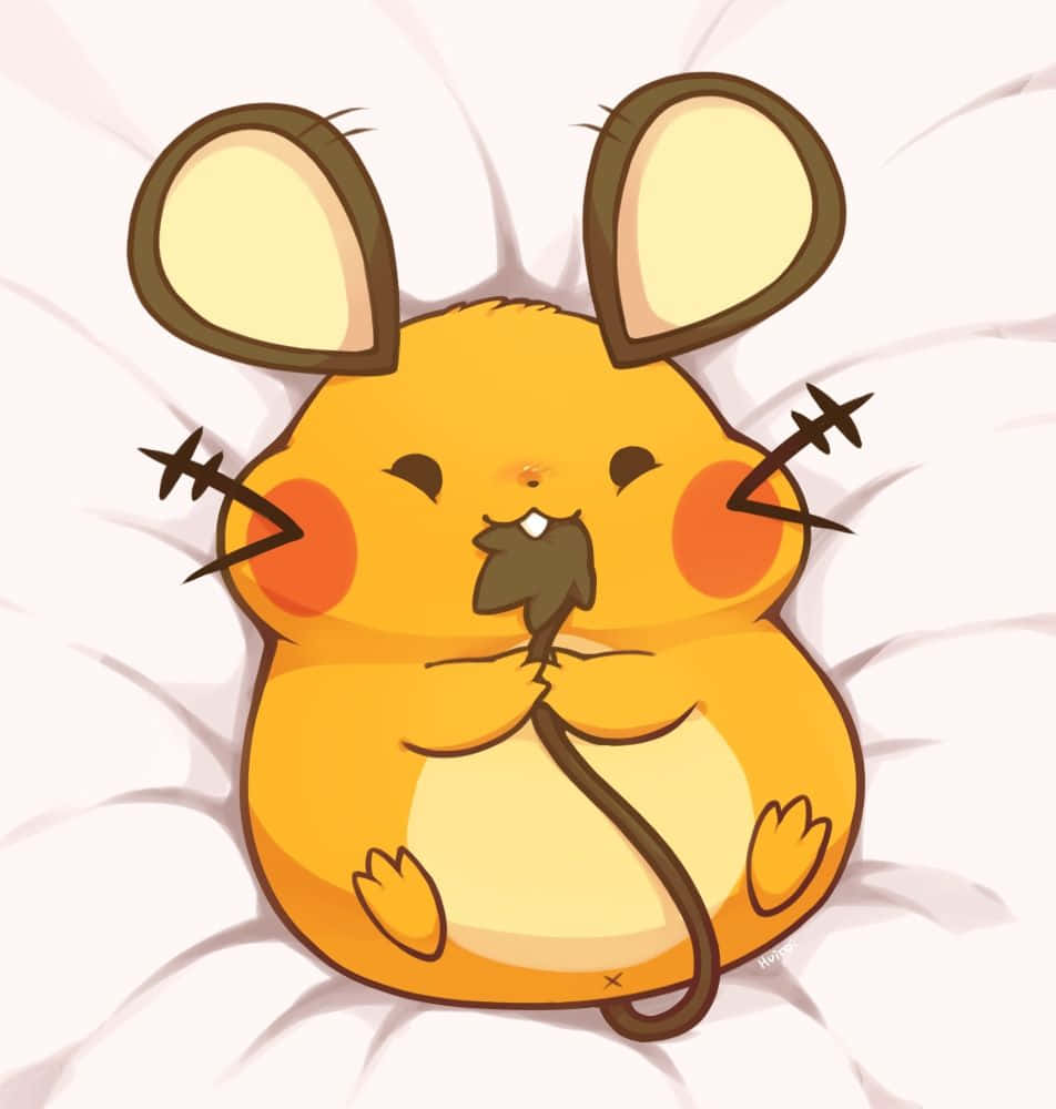 Dedenne, pink bed, yellow cartoon mouse, SD Phone Wallpaper