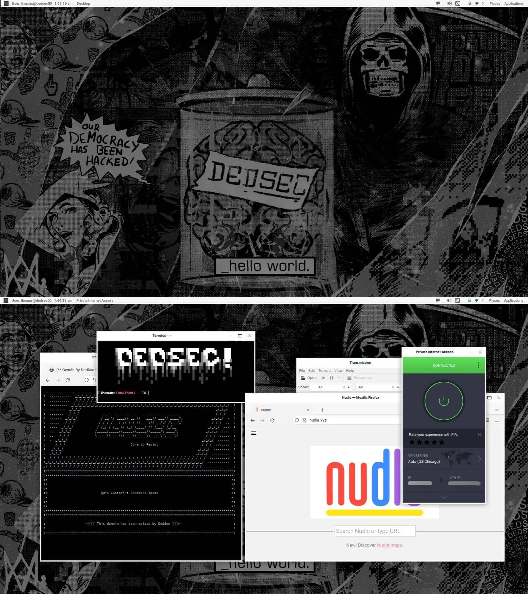 Dedsec, skull-faced hooded figure, brain in a jar labeled 'DEOSEC', Full HD Phone Wallpaper