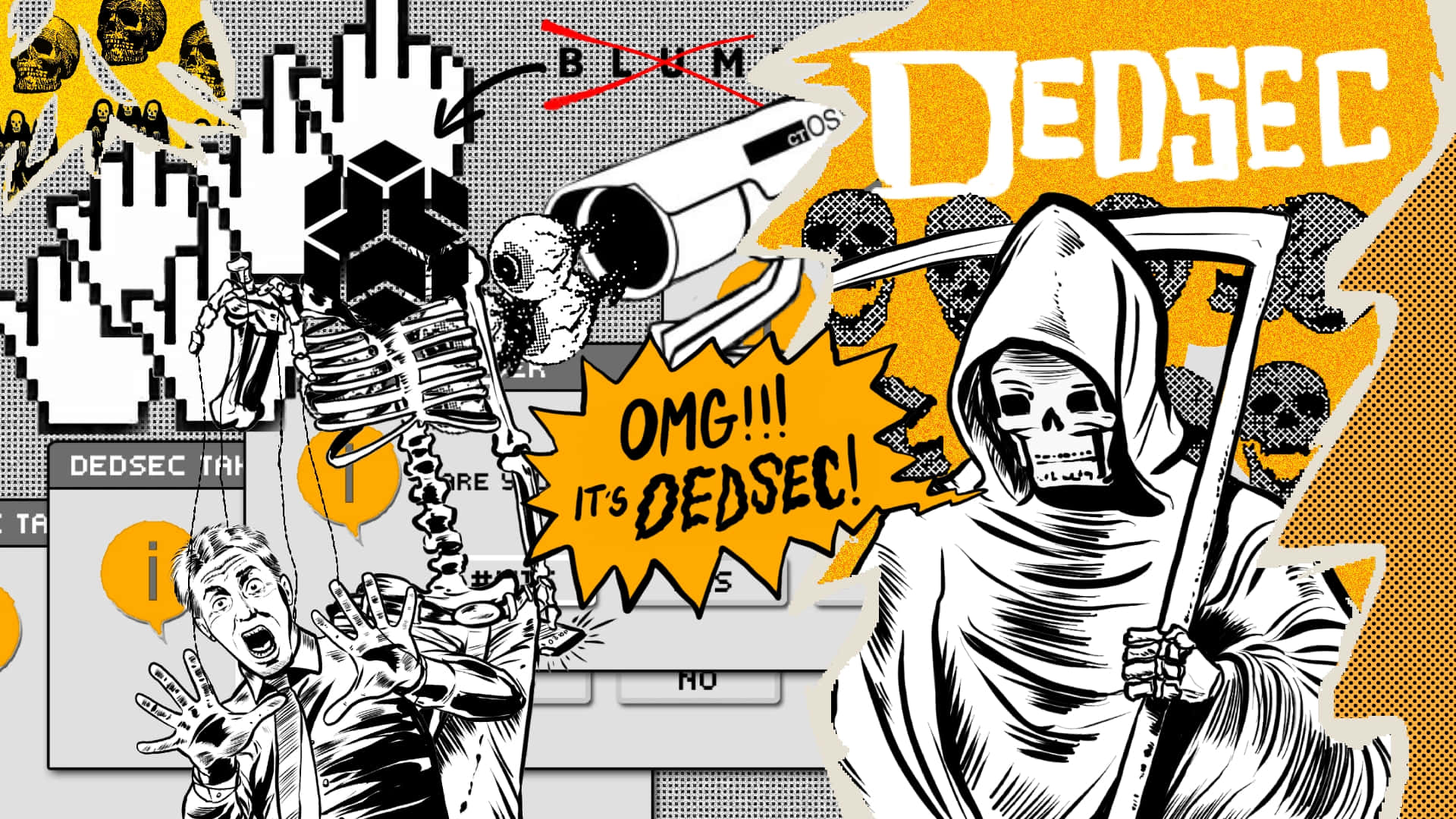 Dedsec, skull, grim reaper, Full HD Desktop Wallpaper