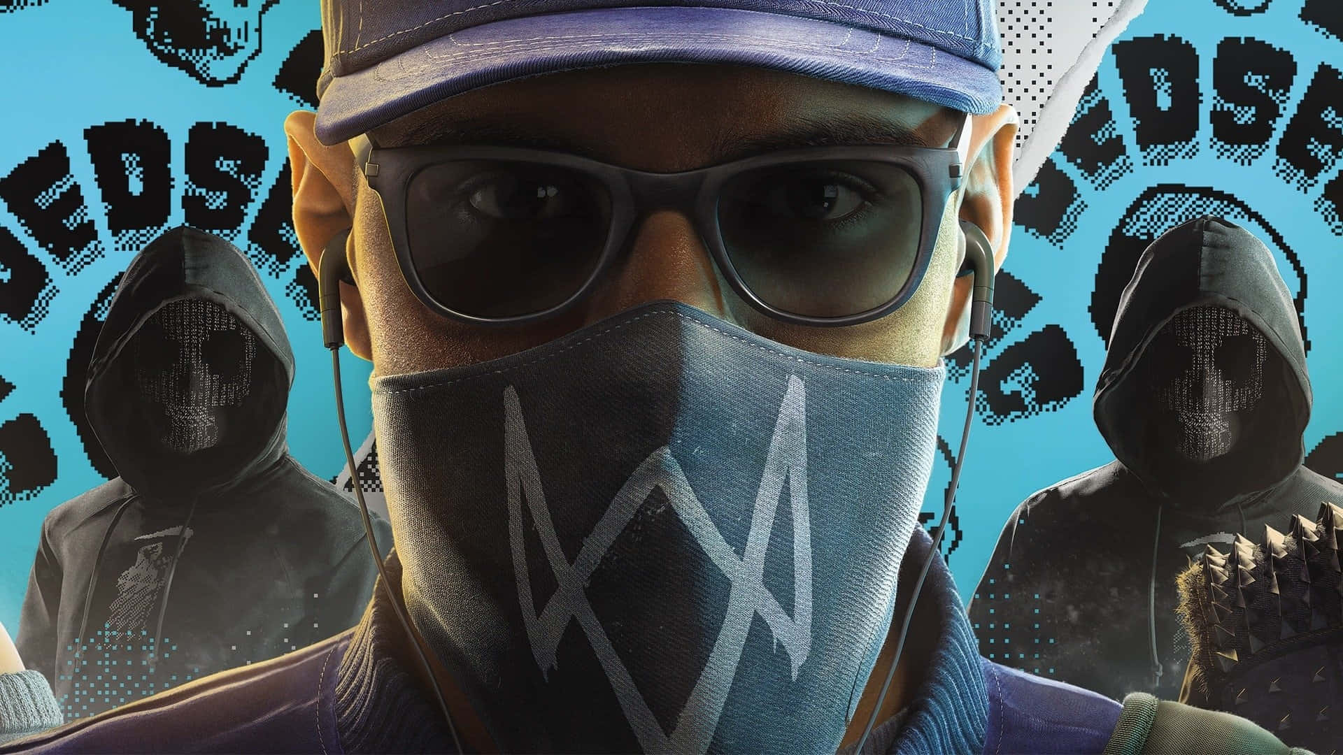 Dedsec, masked man, sunglasses, Full HD Desktop Wallpaper