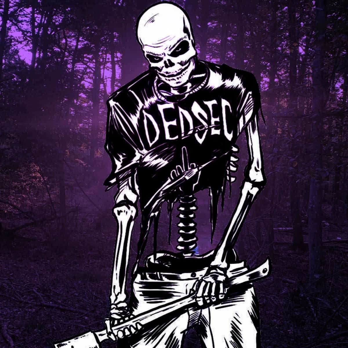 Dedsec, skeleton, torn shirt, SD Desktop Wallpaper