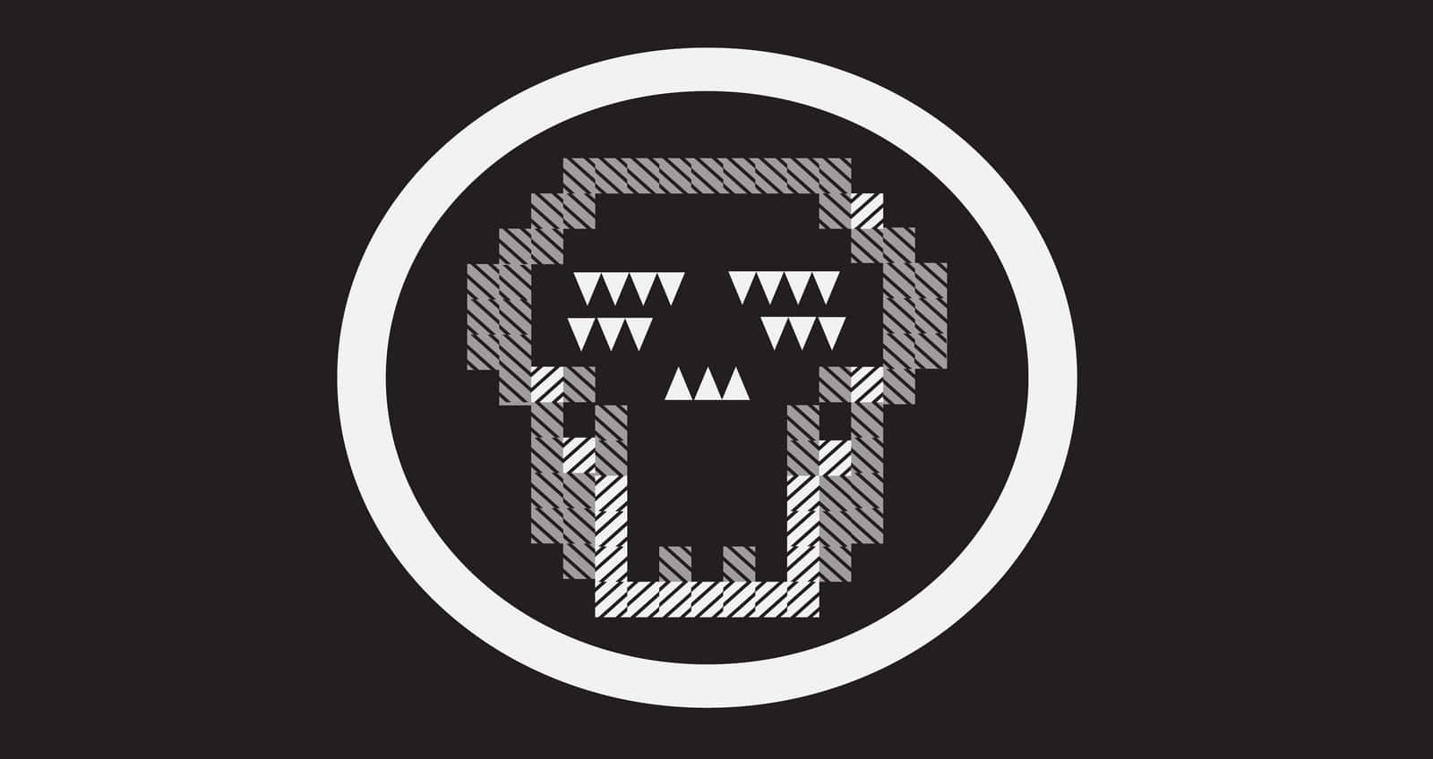 Dedsec, pixelated tribal skull, triangular teeth, HD Desktop Wallpaper
