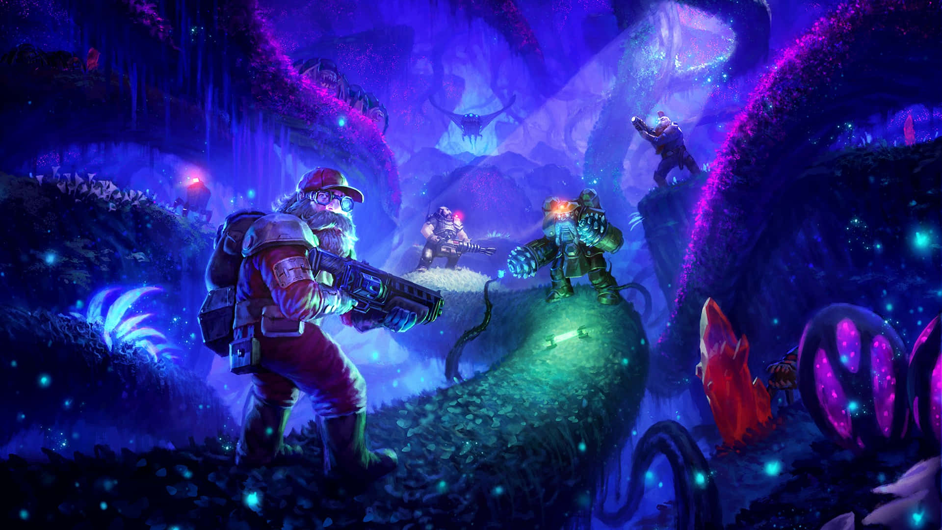 Deep Rock Galactic, red cap, futuristic gear, Full HD Desktop Wallpaper
