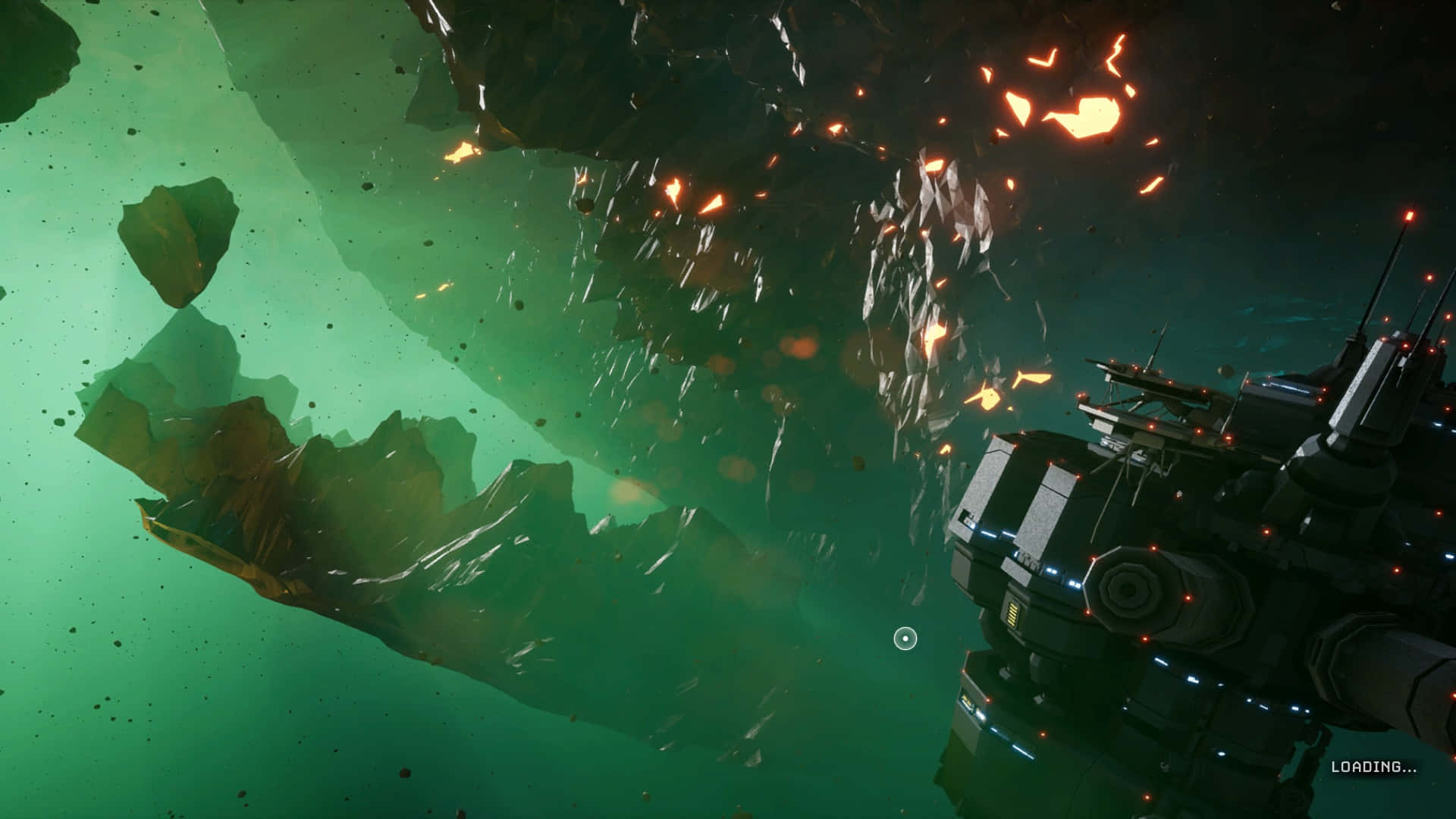 Deep Rock Galactic, futuristic spaceship, green nebula, Full HD Desktop Wallpaper