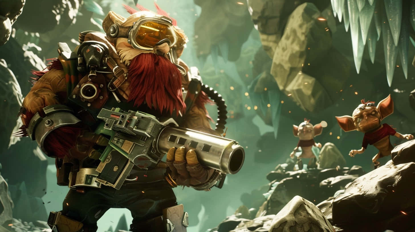Deep Rock Galactic, dwarves, rocky cave, HD Desktop Wallpaper