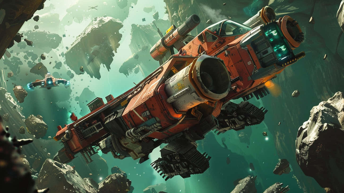 Deep Rock Galactic, spaceship, orange, HD Desktop Wallpaper