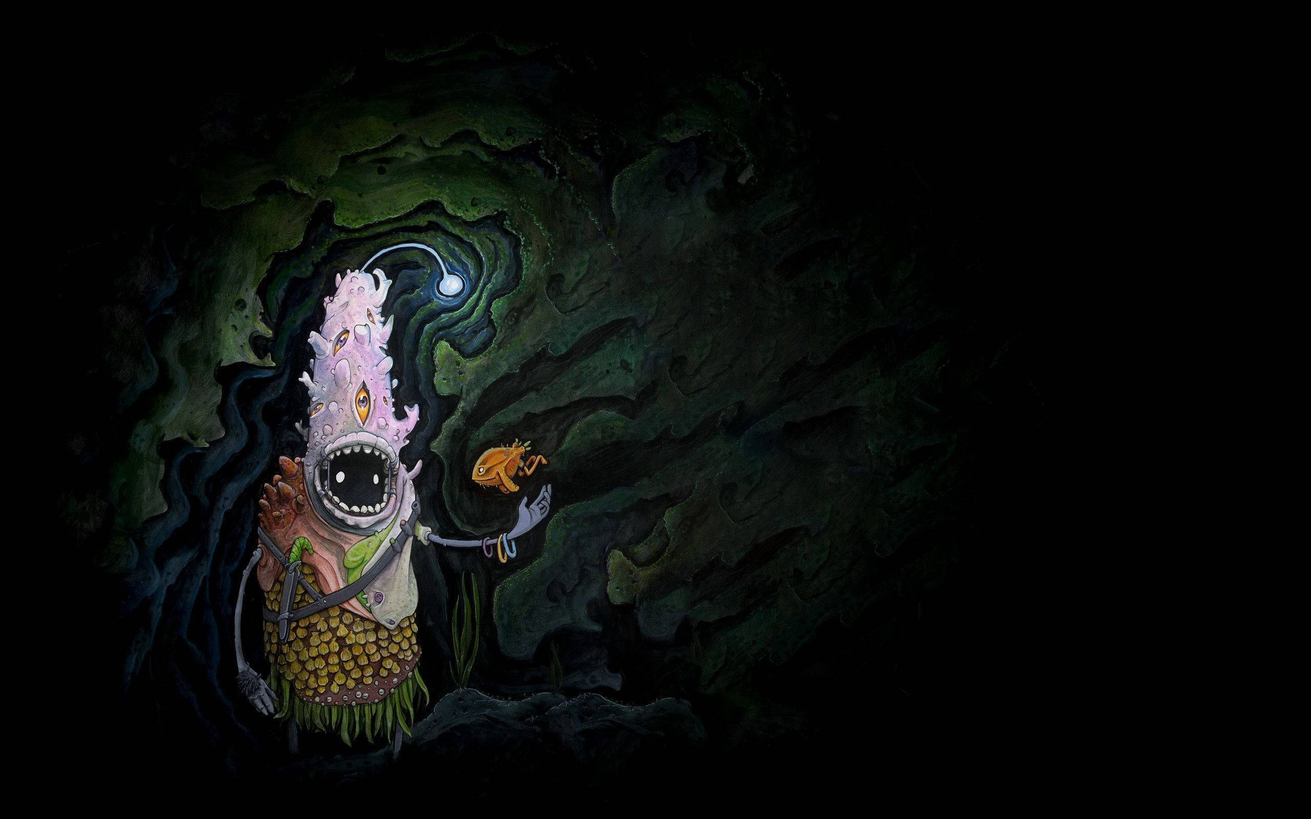 deep sea, giant eye, glowing orb, 2K Desktop Wallpaper