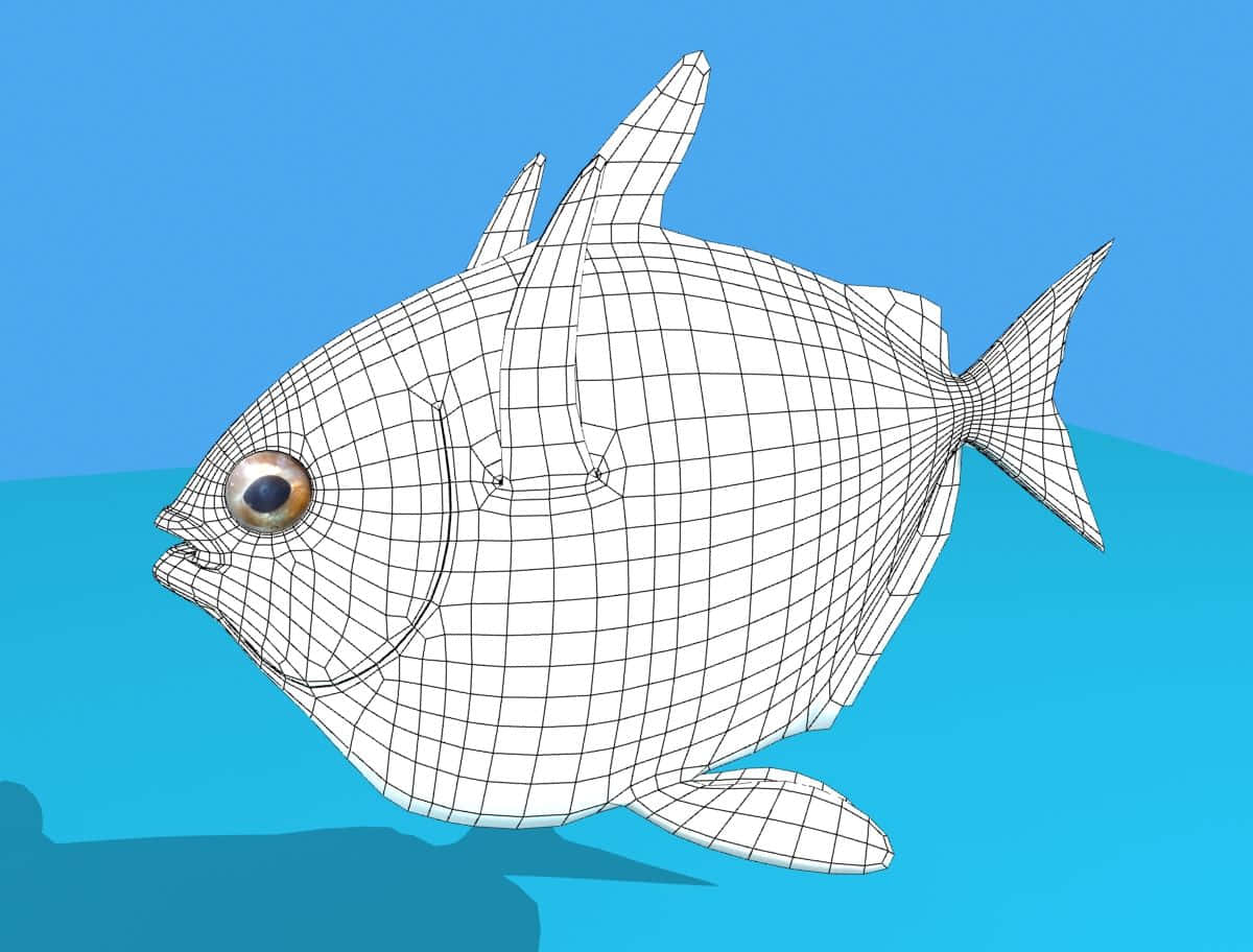 opah fish, deep blue sea, wireframe 3d model, SD Desktop Wallpaper