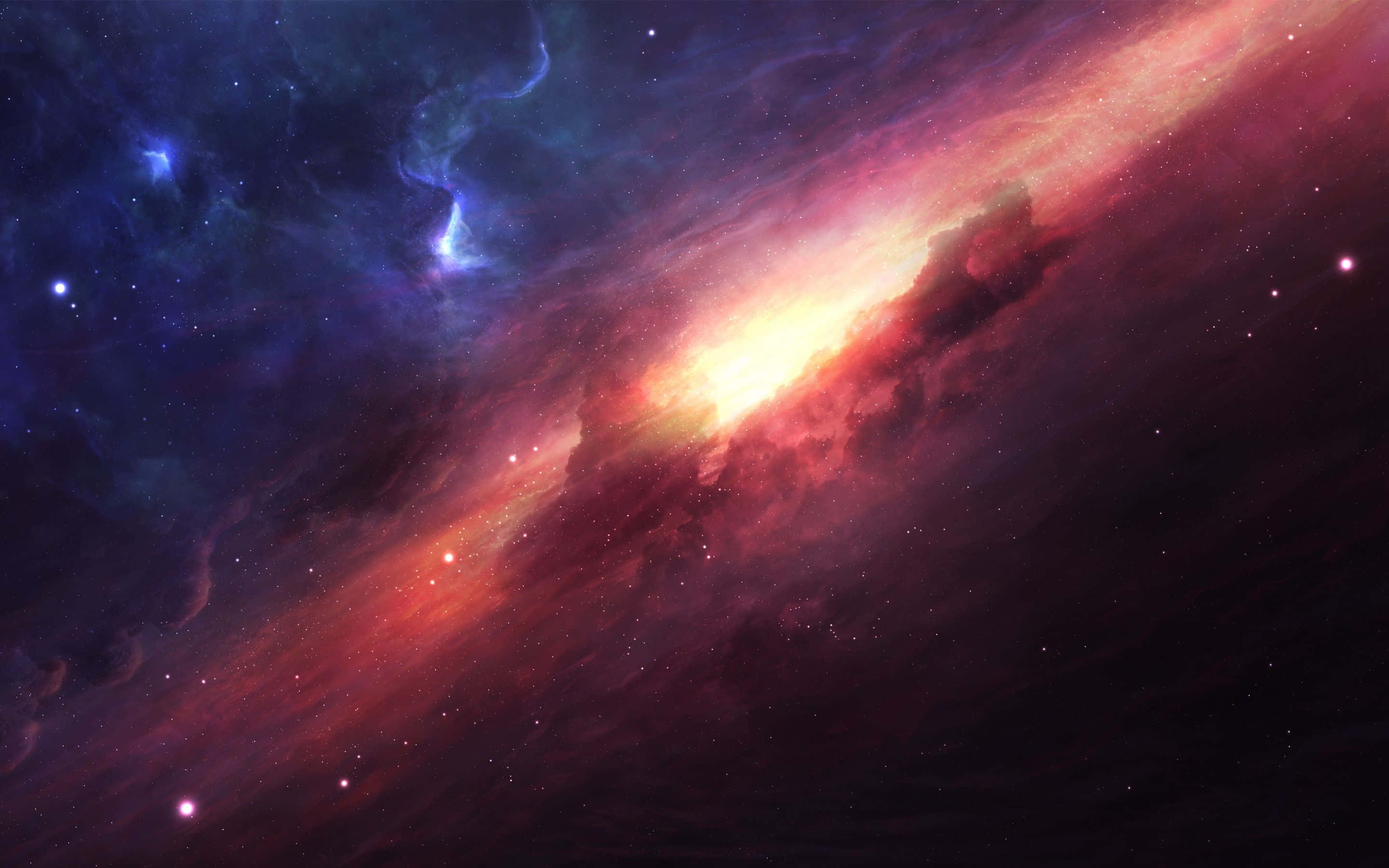 Deep Space HD, cosmic nebula, fiery reds, 2K Desktop Wallpaper