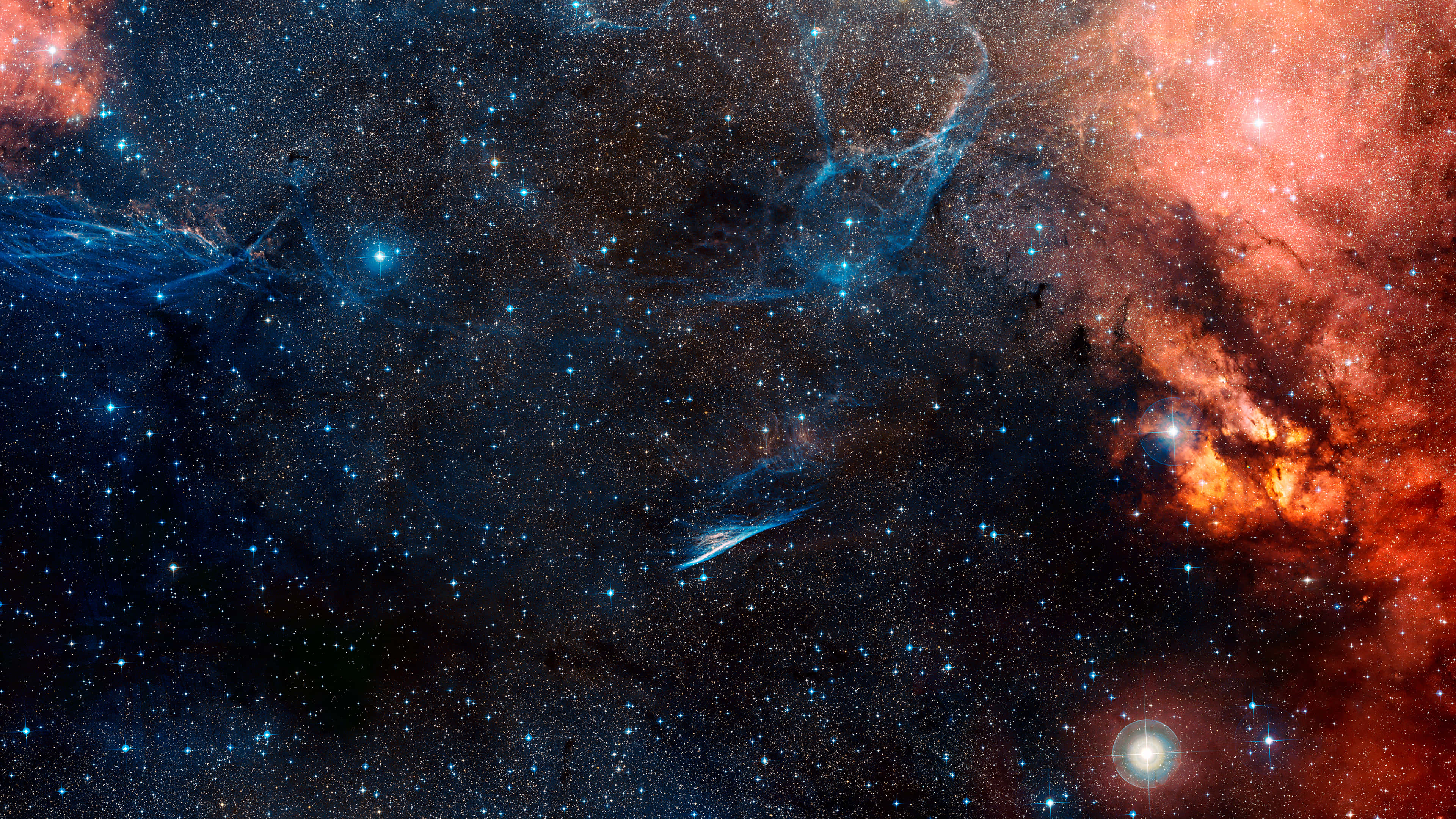 Deep Space HD, cosmic nebulae, fiery reds, 4K Desktop Wallpaper