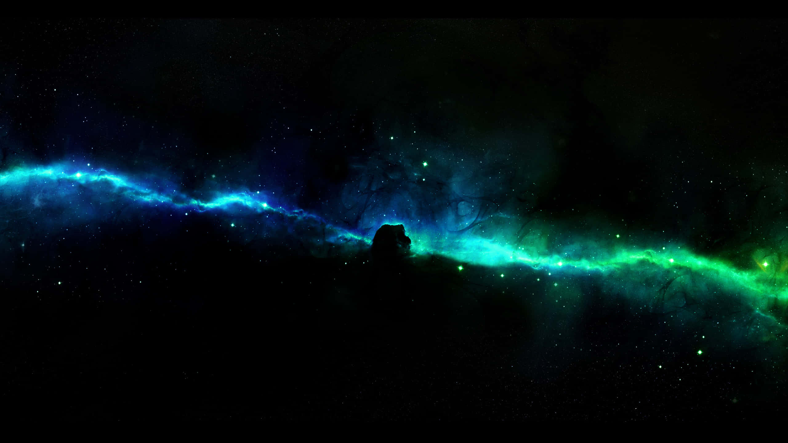 Deep Space HD, cosmic nebula, glowing blue and green clouds, 2K Desktop Wallpaper