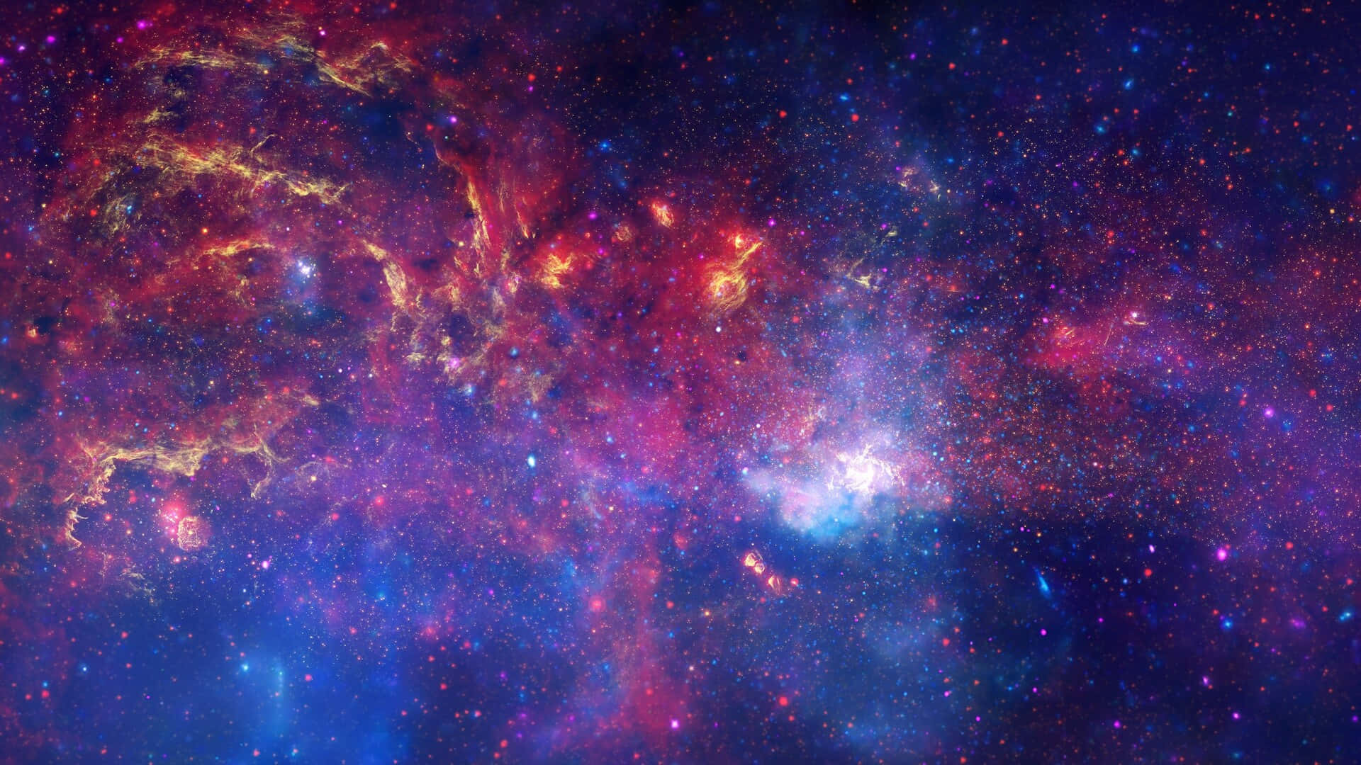 Deep Space HD, cosmic nebula, swirling reds purples and blues, Full HD Desktop Wallpaper