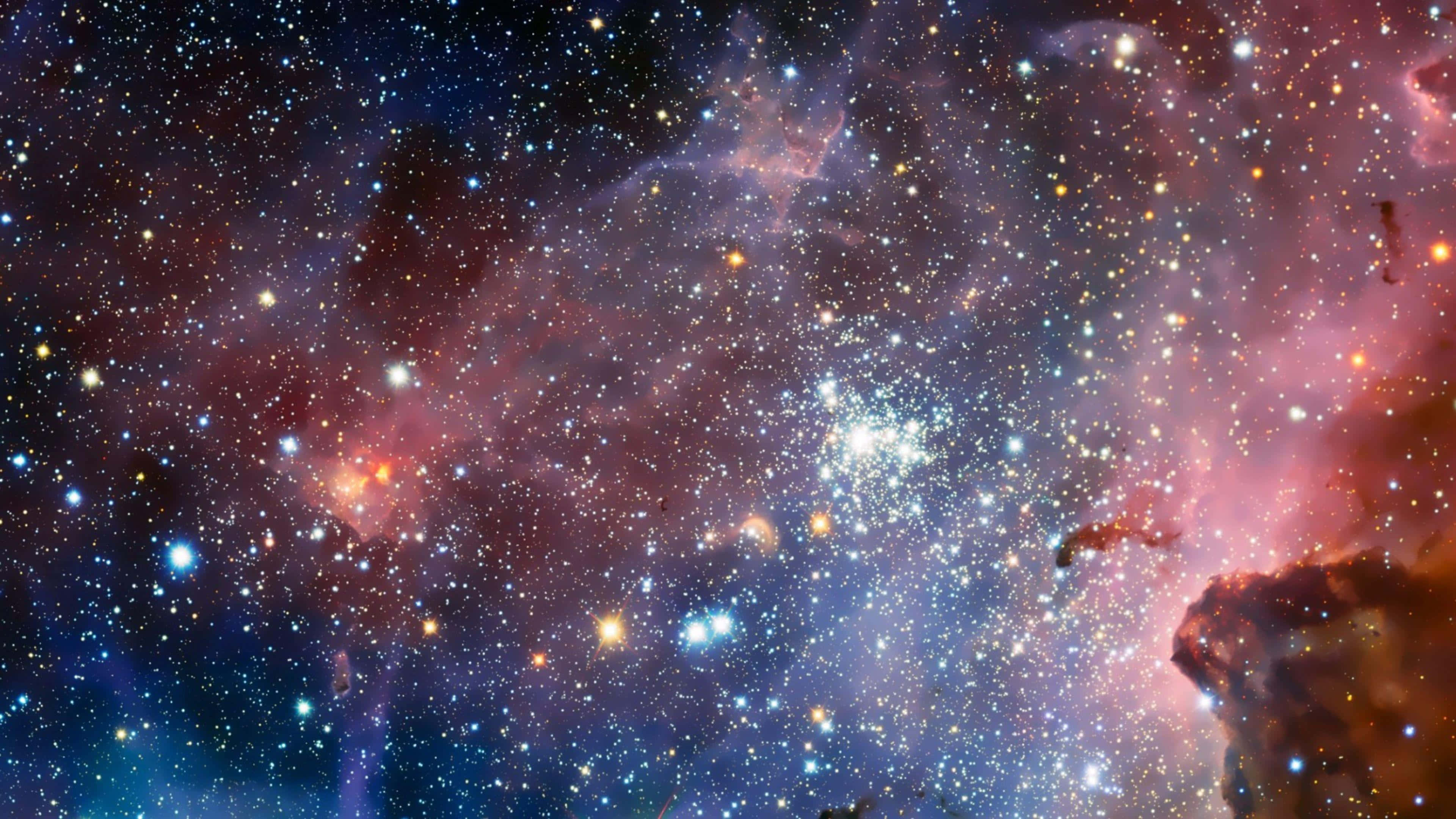 Deep Space HD, cosmic nebula, pink orange, 4K Desktop Wallpaper