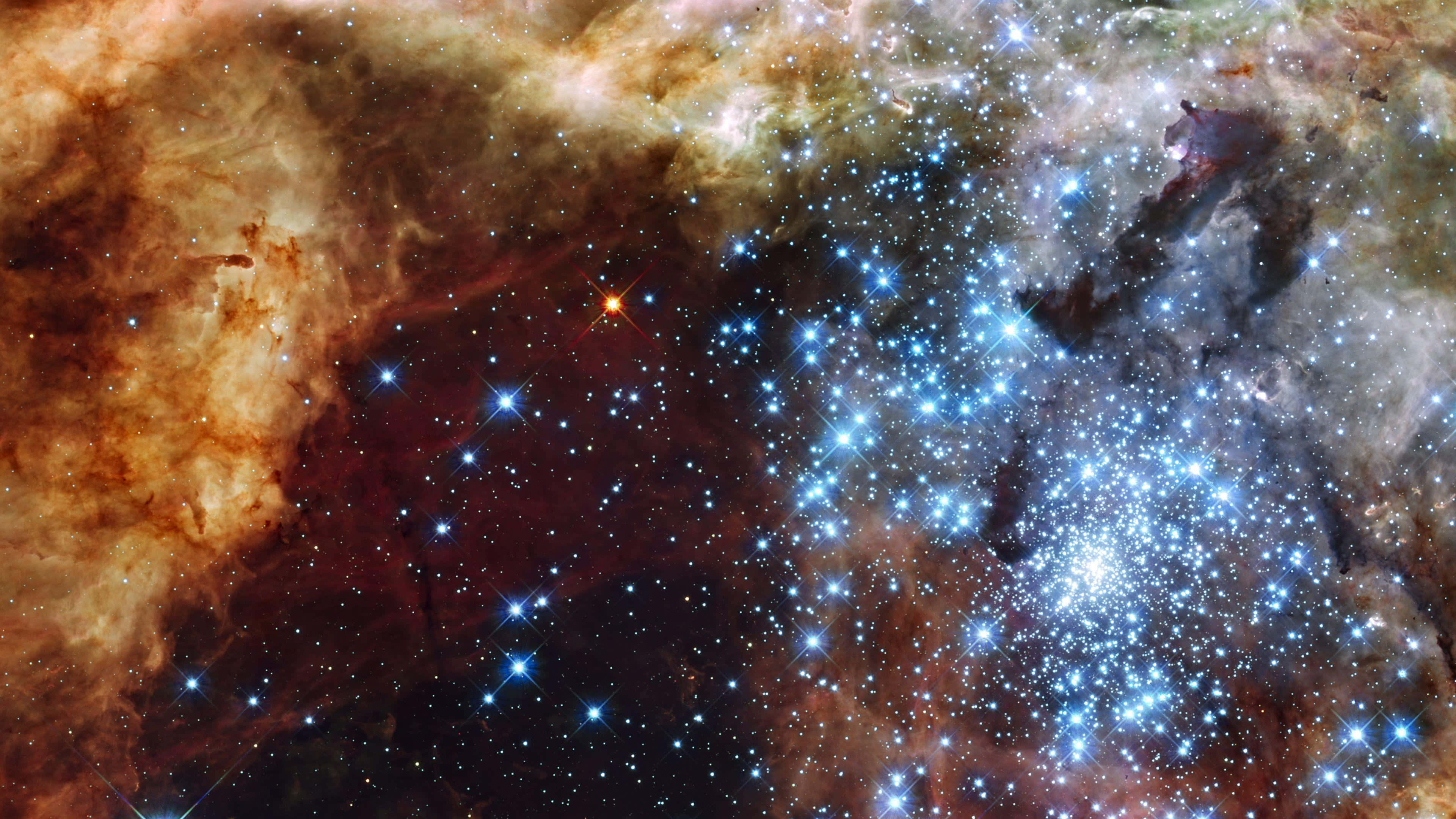 Deep Space HD, Yellow, cosmic nebula, 4K Desktop Wallpaper